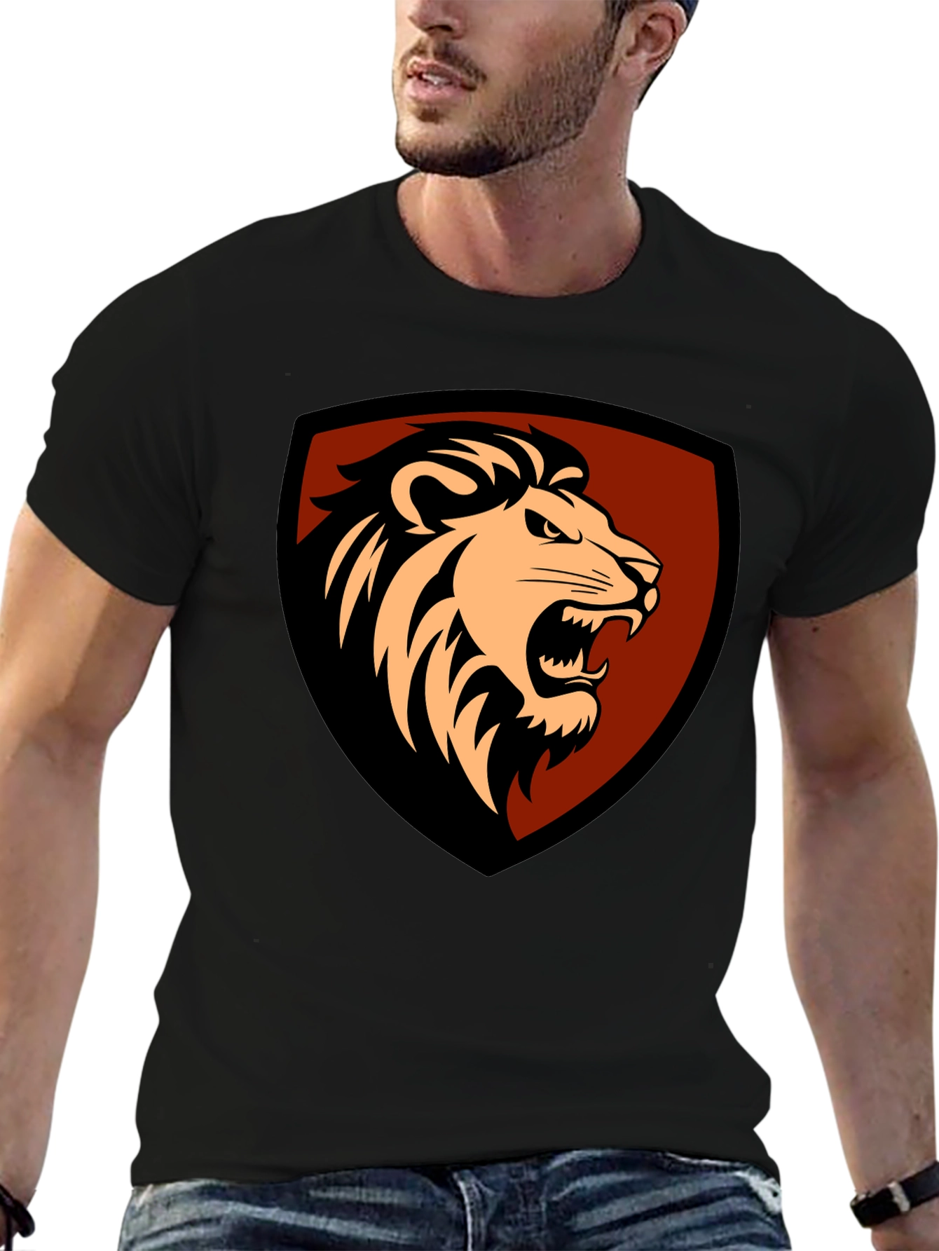 Lion Shield Graphic Tee - Mens Black T-Shirt