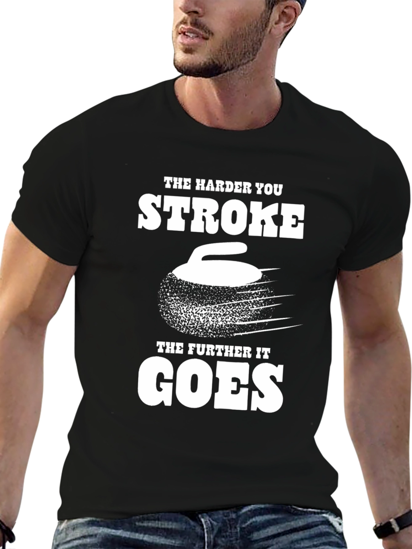 The Harder You Stroke T-Shirt - Funny Curling Tee