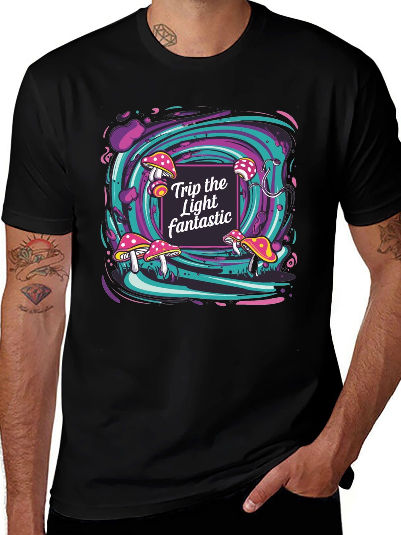 Psychedelic Mushroom Trip T-Shirt - Light Fantastic Design