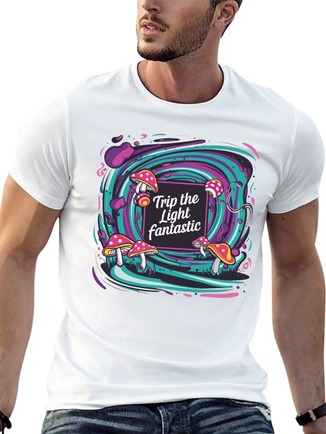 Psychedelic Mushroom Trip T-Shirt - Light Fantastic Design