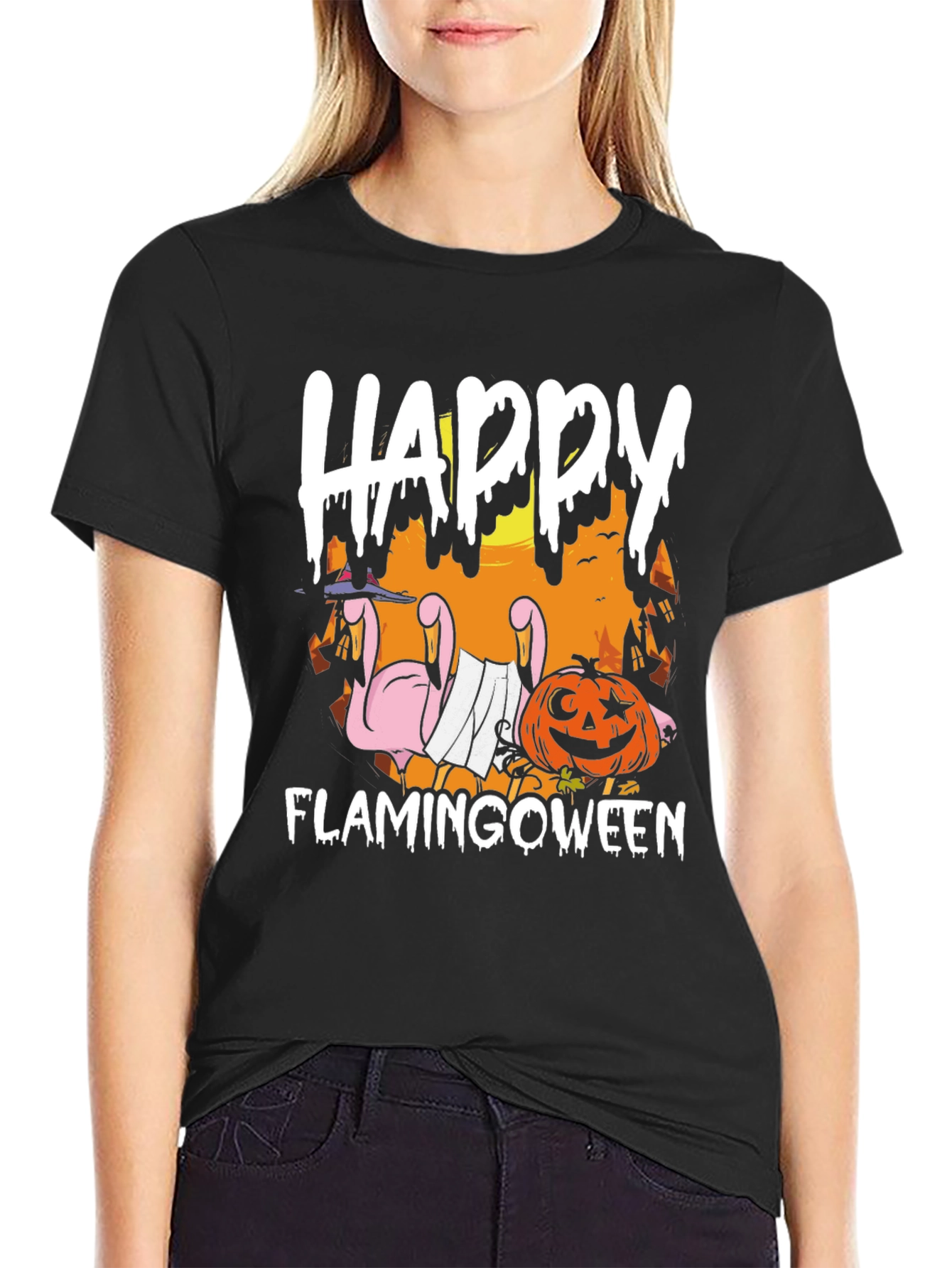Happy Flamingoween Halloween T-Shirt