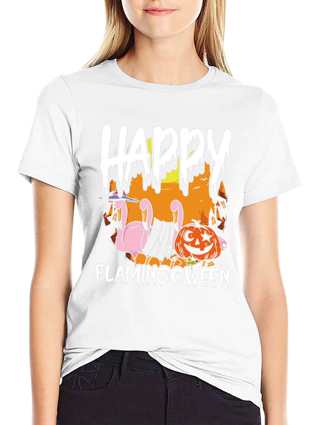 Happy Flamingoween Halloween T-Shirt