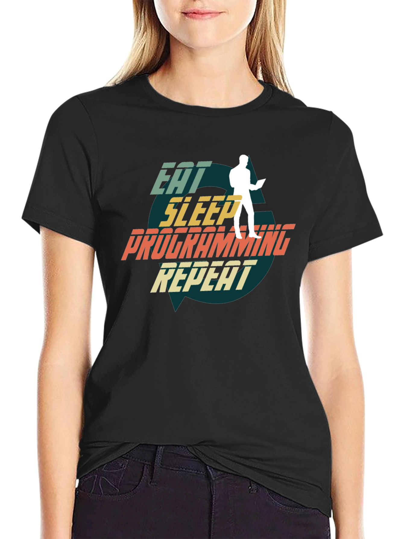 Eat Sleep Programming Repeat Black T-Shirt