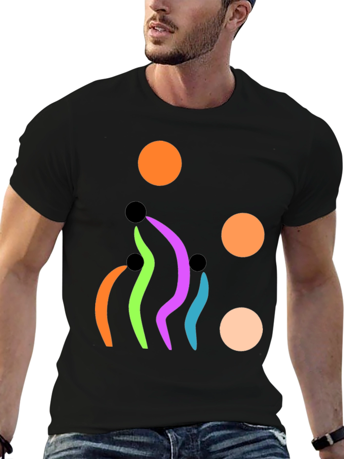 Abstract Graphic Print Black T-Shirt