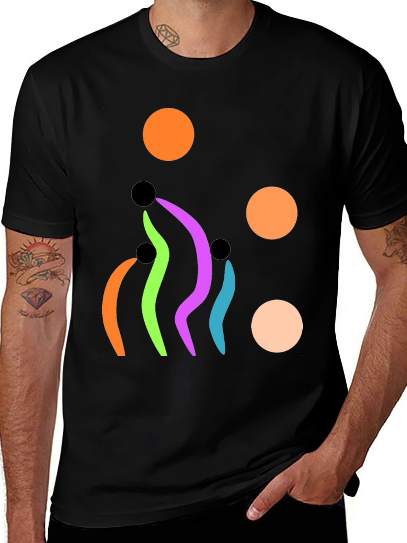 Abstract Graphic Print Black T-Shirt