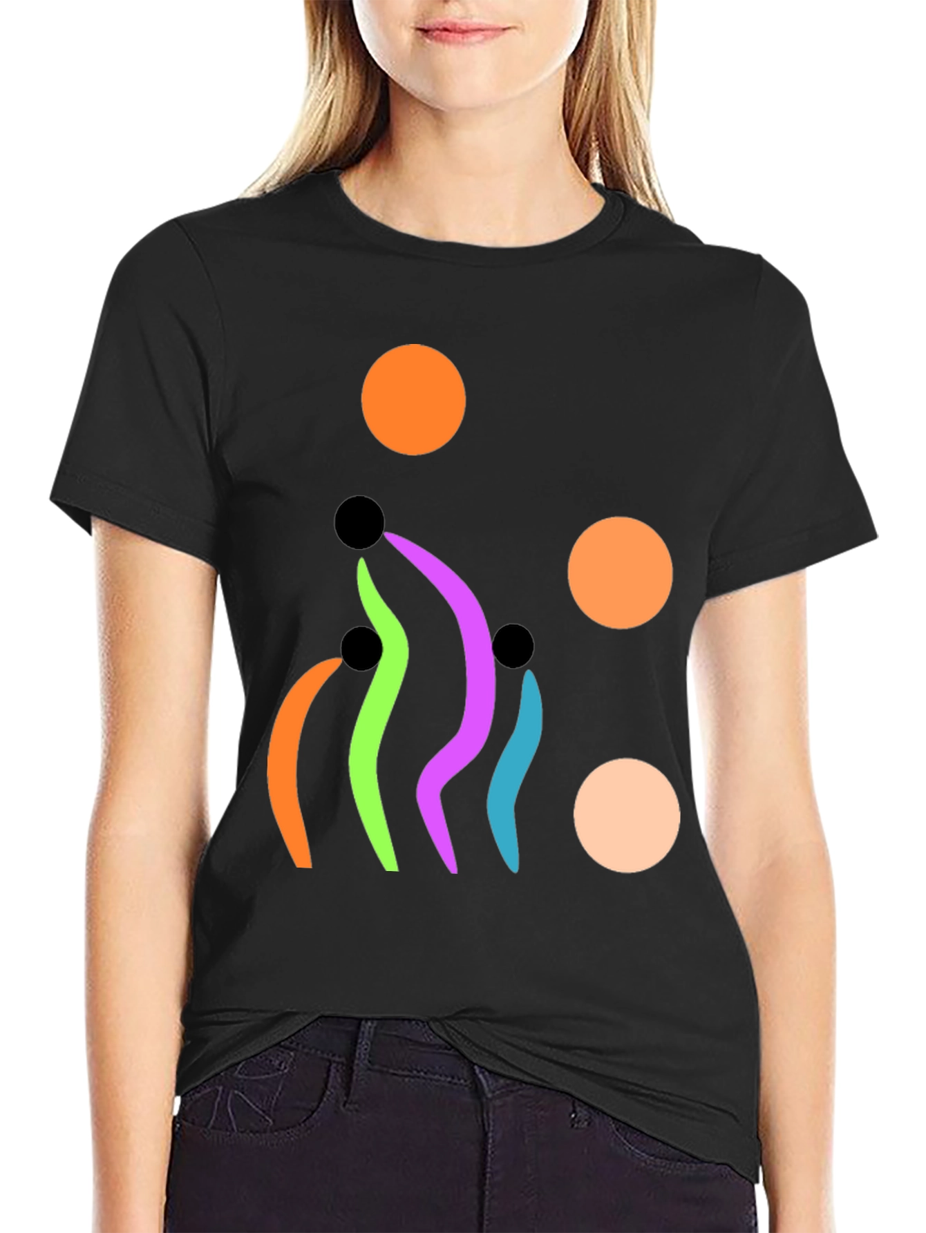 Abstract Graphic Print Black T-Shirt