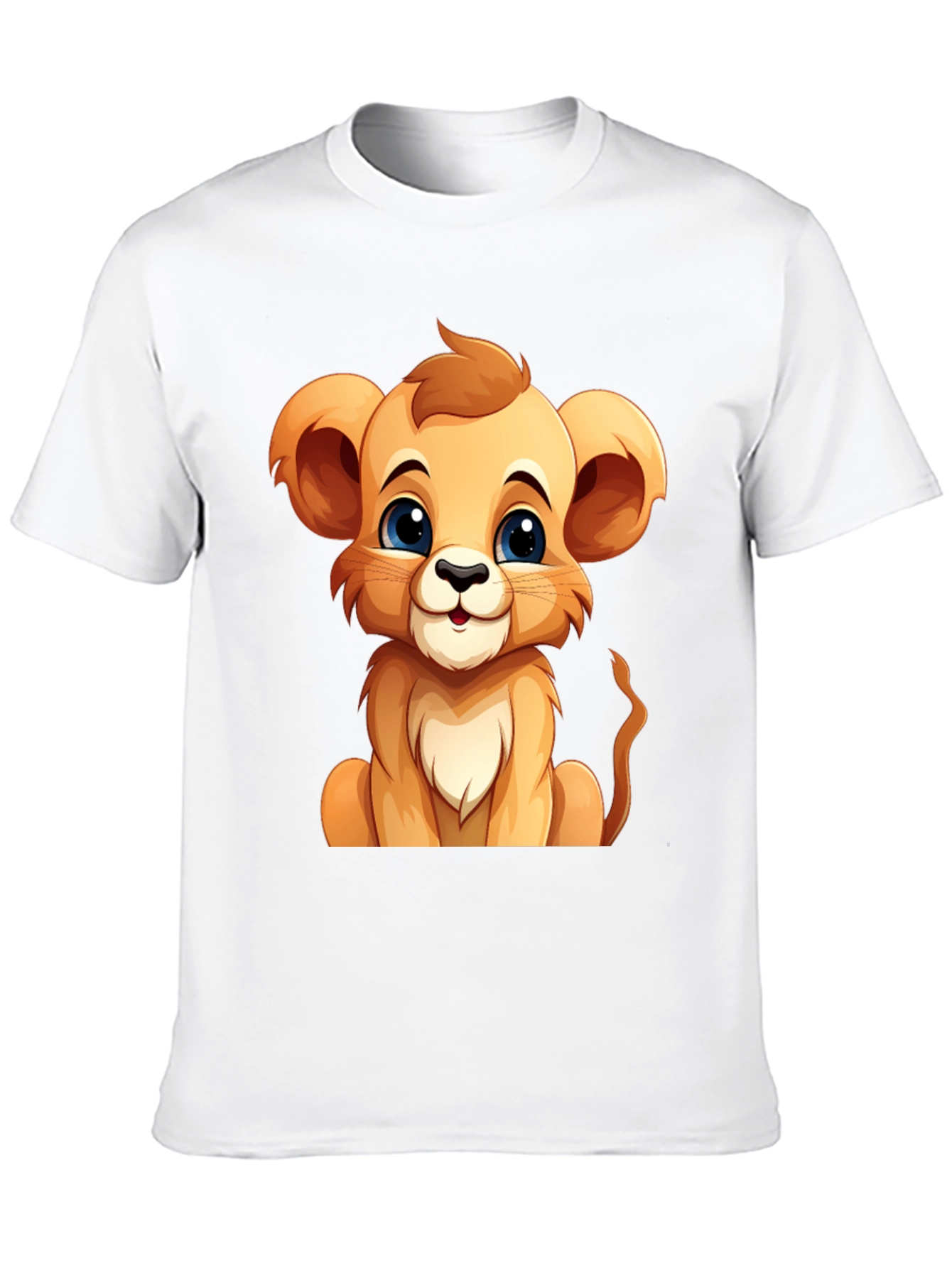Cute Lion Cub Graphic Tee - Black Unisex T-Shirt