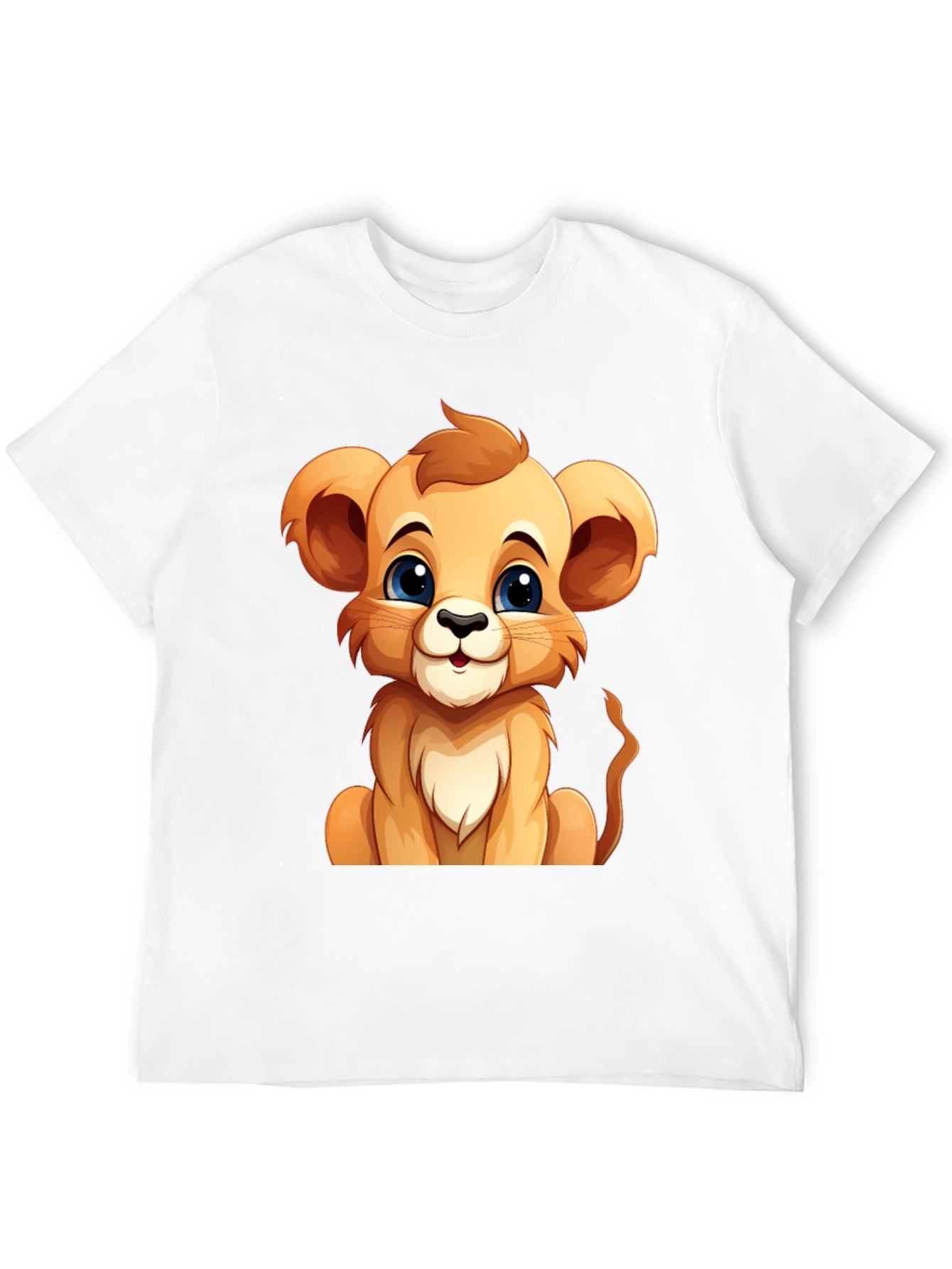 Cute Lion Cub Graphic Tee - Black Unisex T-Shirt