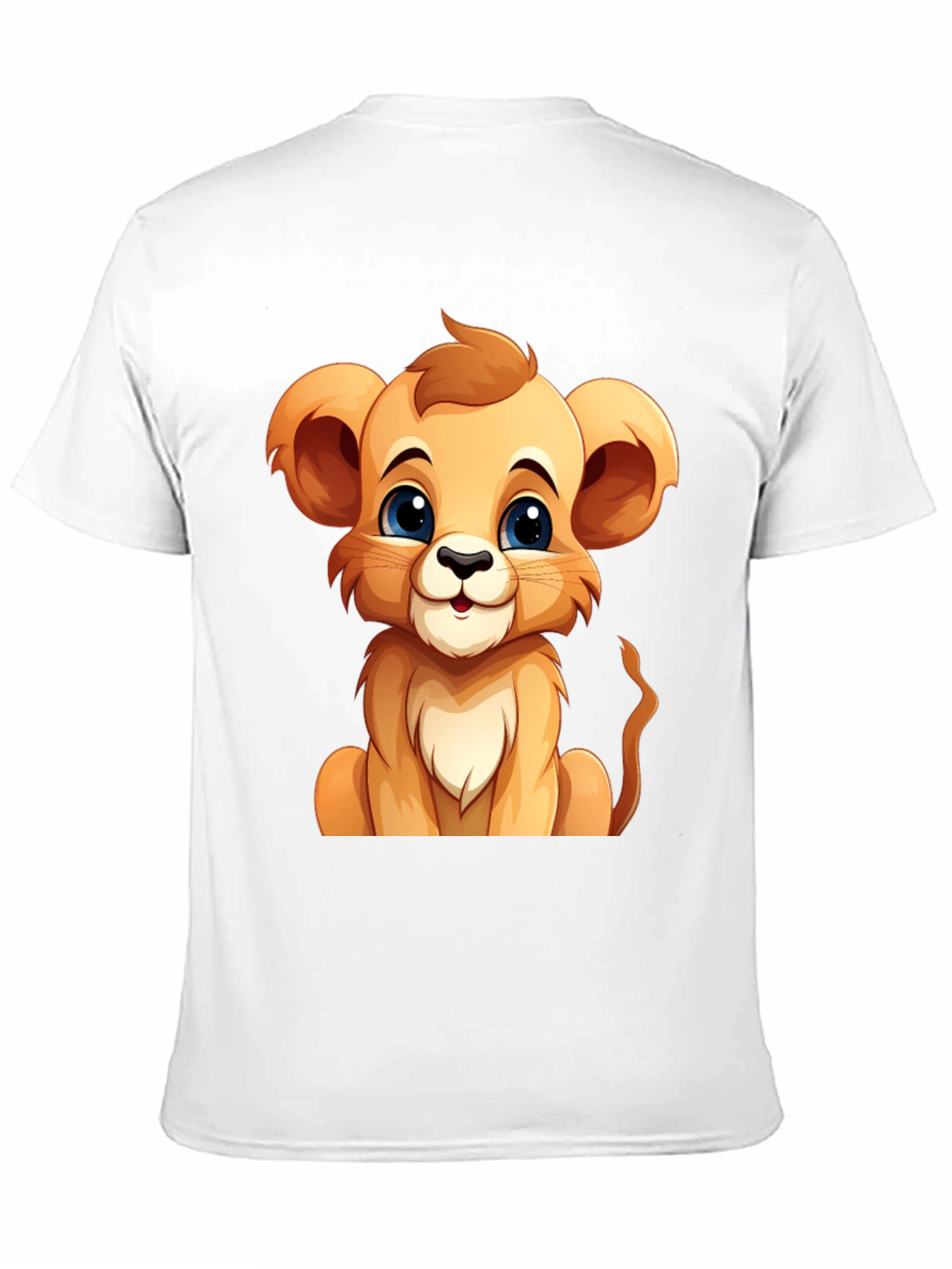 Cute Lion Cub Graphic Tee - Black Unisex T-Shirt