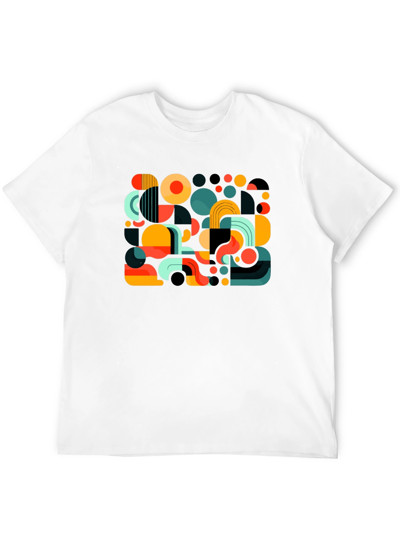Abstract Geometric Print Mens Black T-Shirt