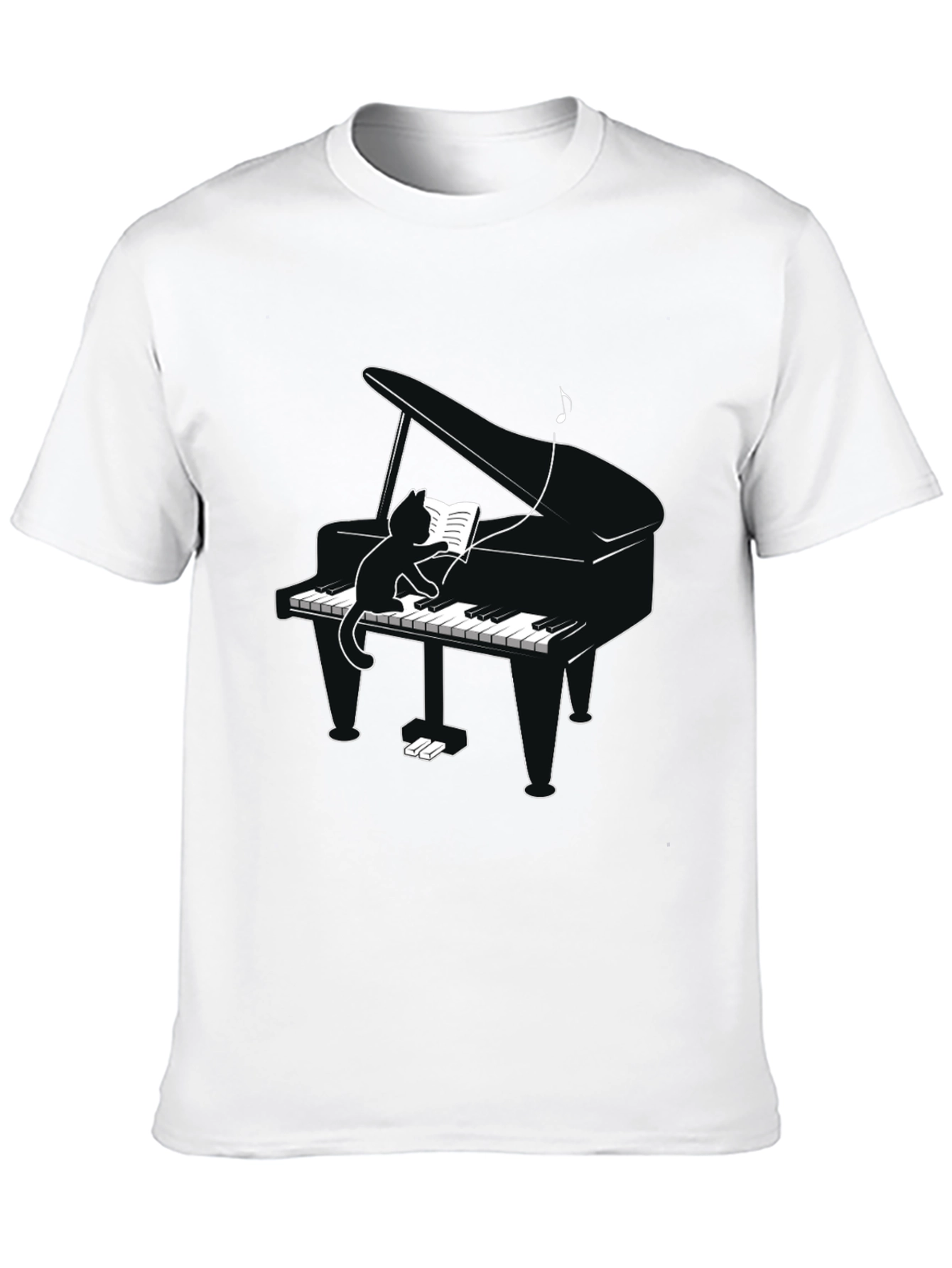 Cat Playing Piano T-Shirt - Novelty Tee