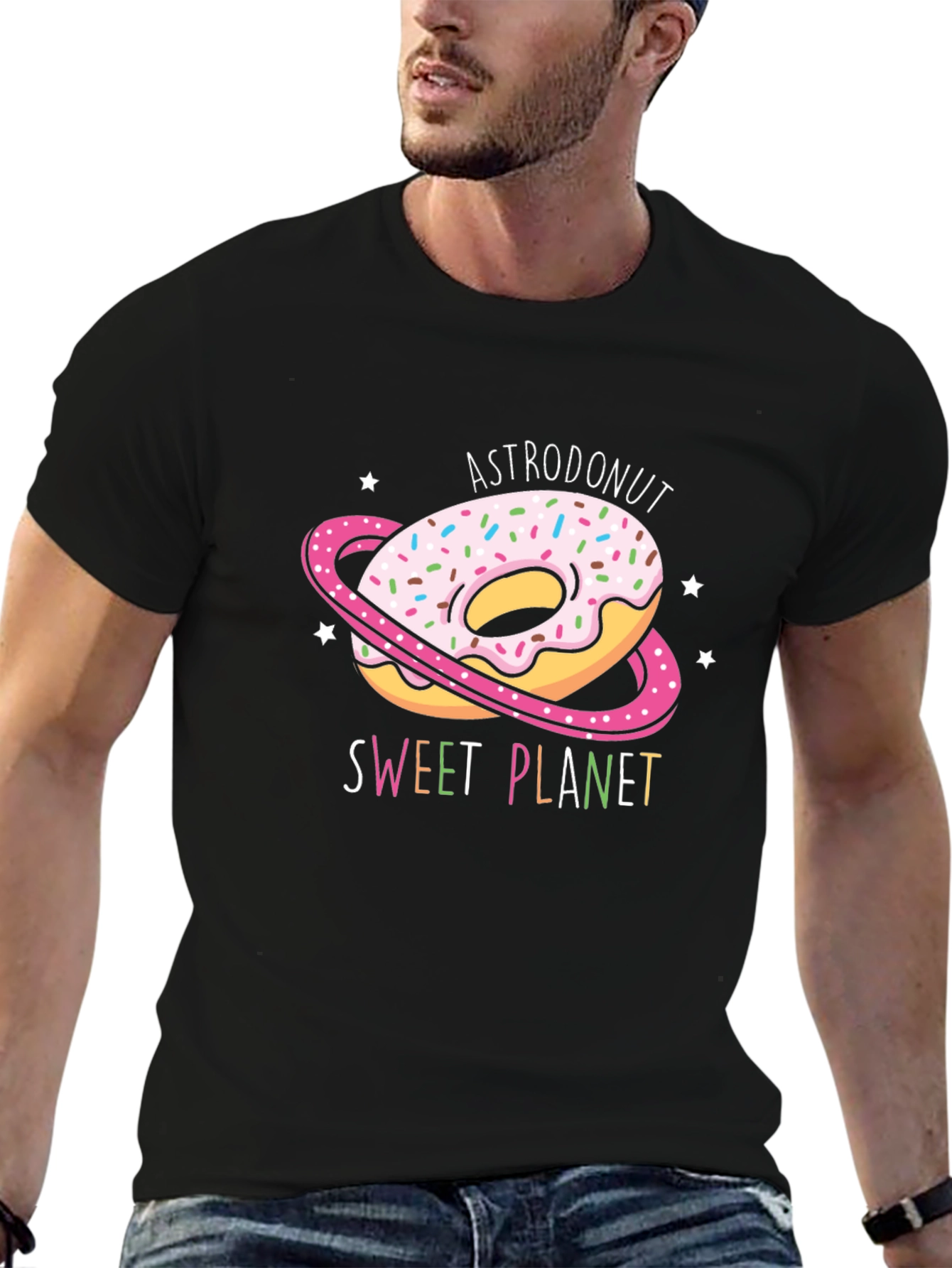 AstroDonut Sweet Planet Black T-Shirt
