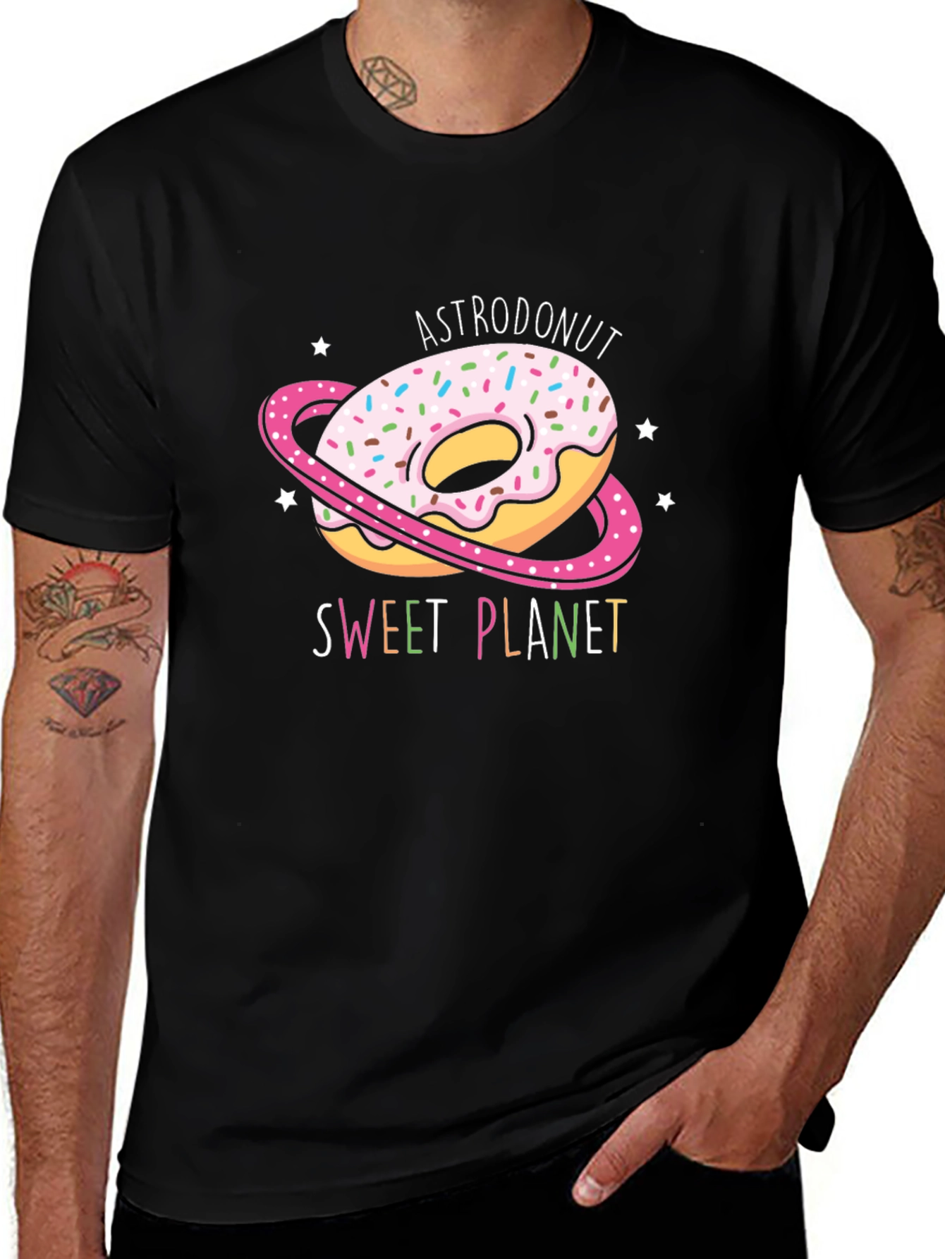 AstroDonut Sweet Planet Black T-Shirt