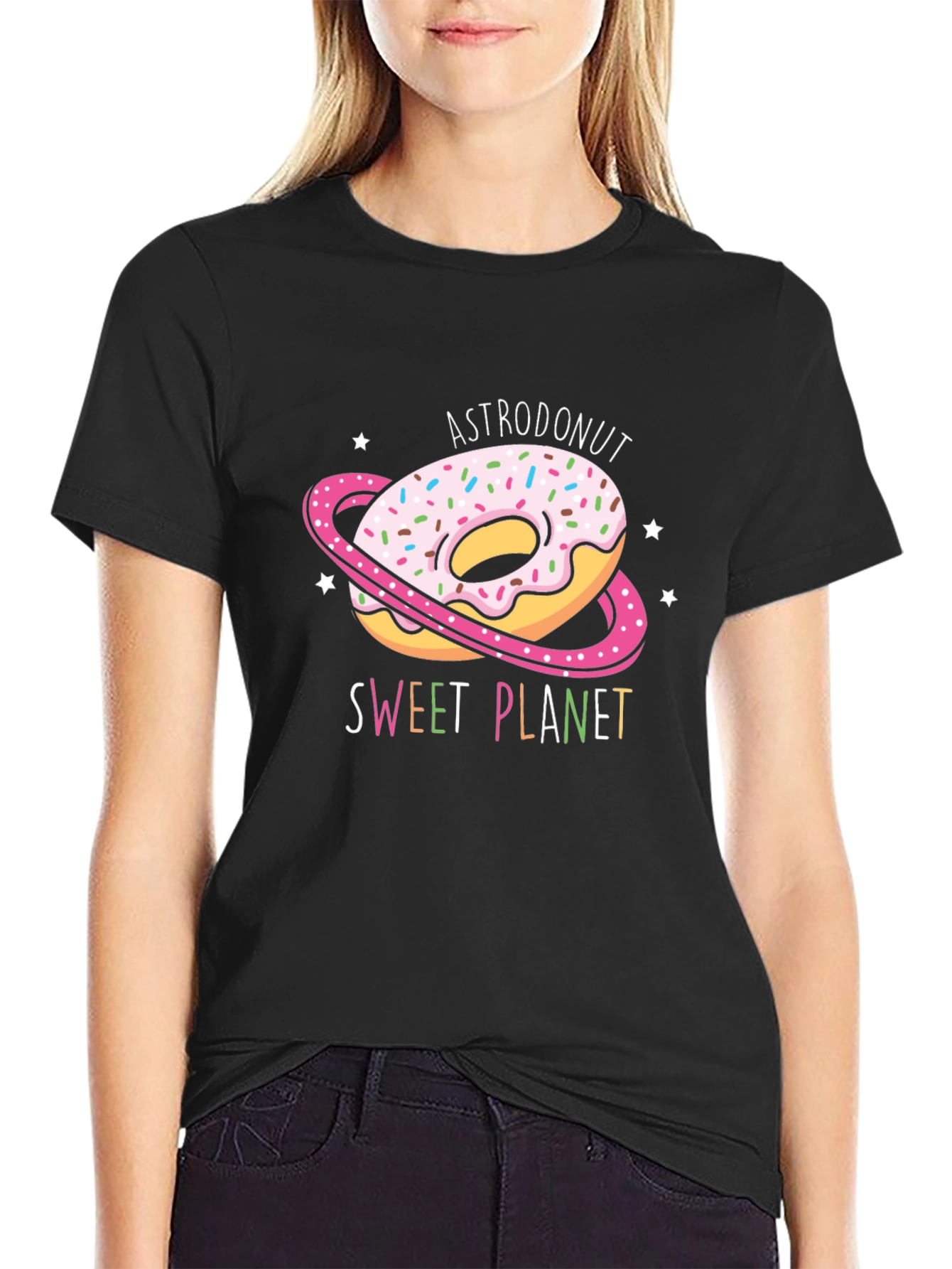 AstroDonut Sweet Planet Black T-Shirt