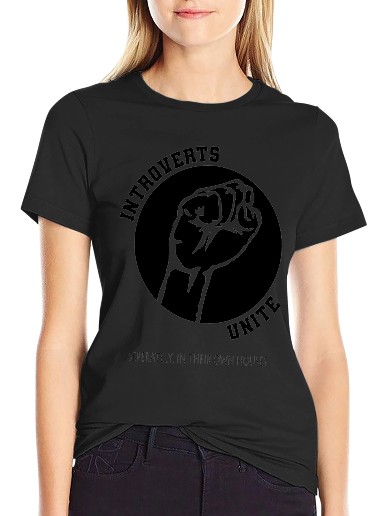 Introverts Unite Black Graphic Tee