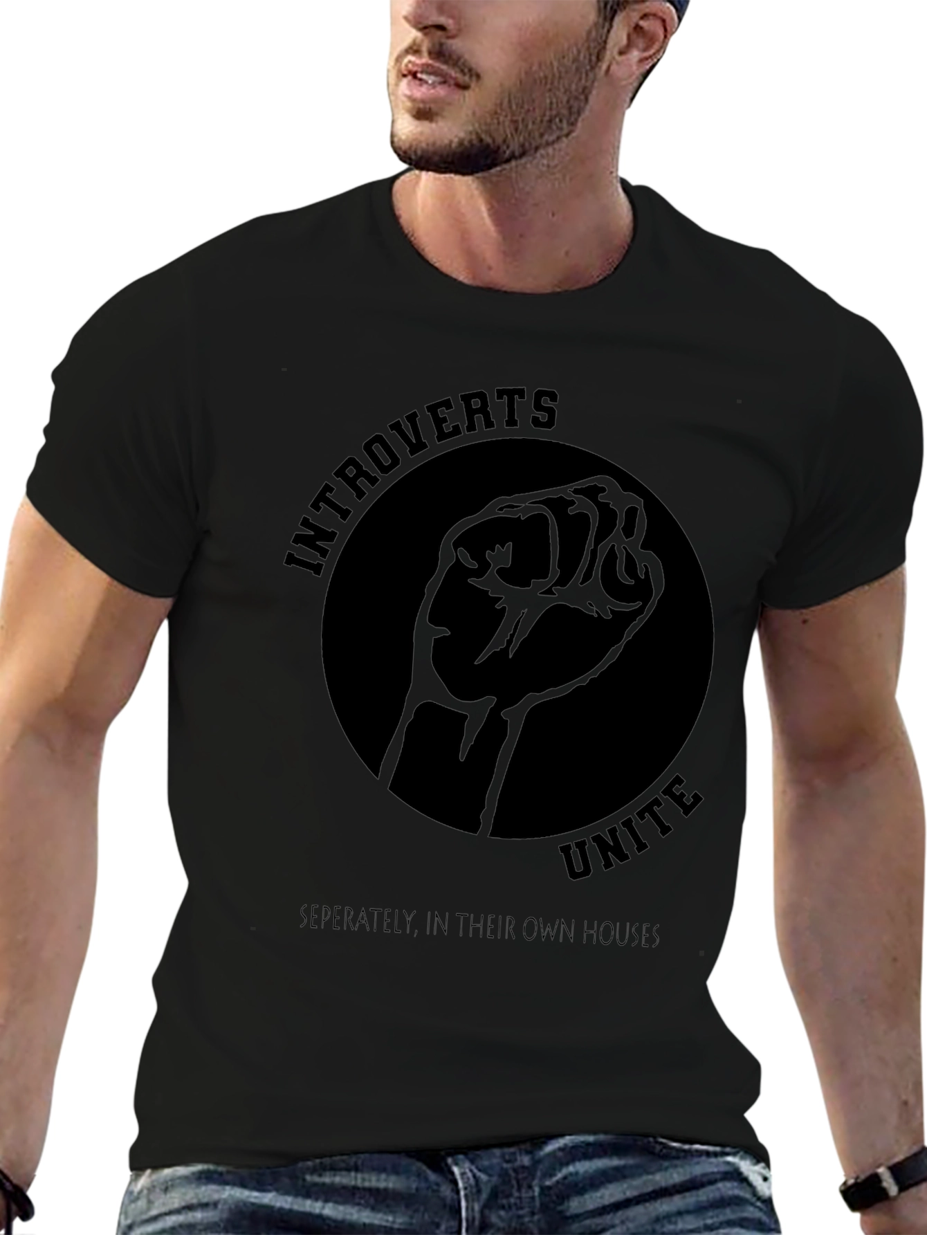 Introverts Unite Black Graphic Tee