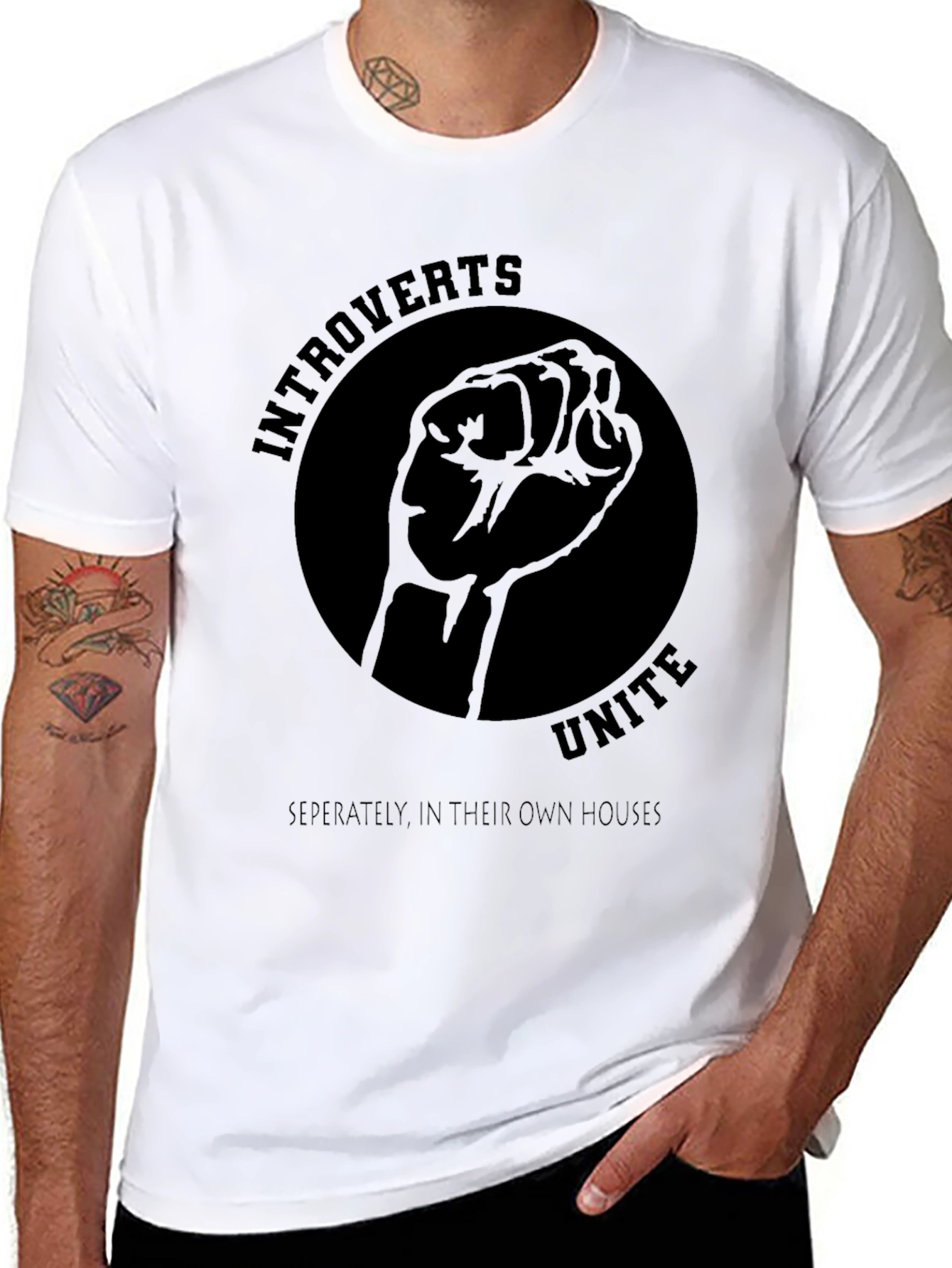 Introverts Unite Black Graphic Tee
