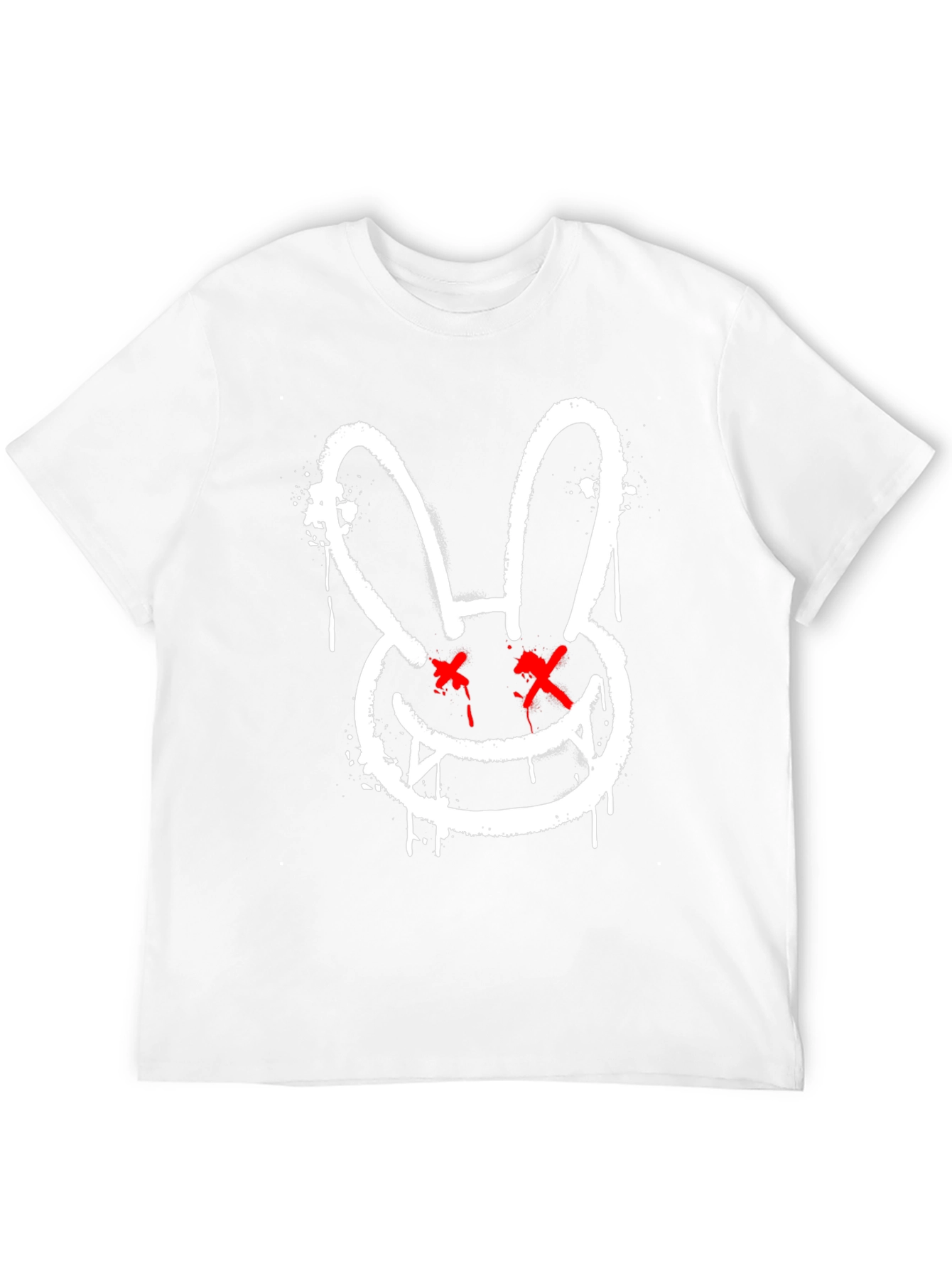 Edgy Rabbit Graphic Tee - Black Cotton Casual Shirt