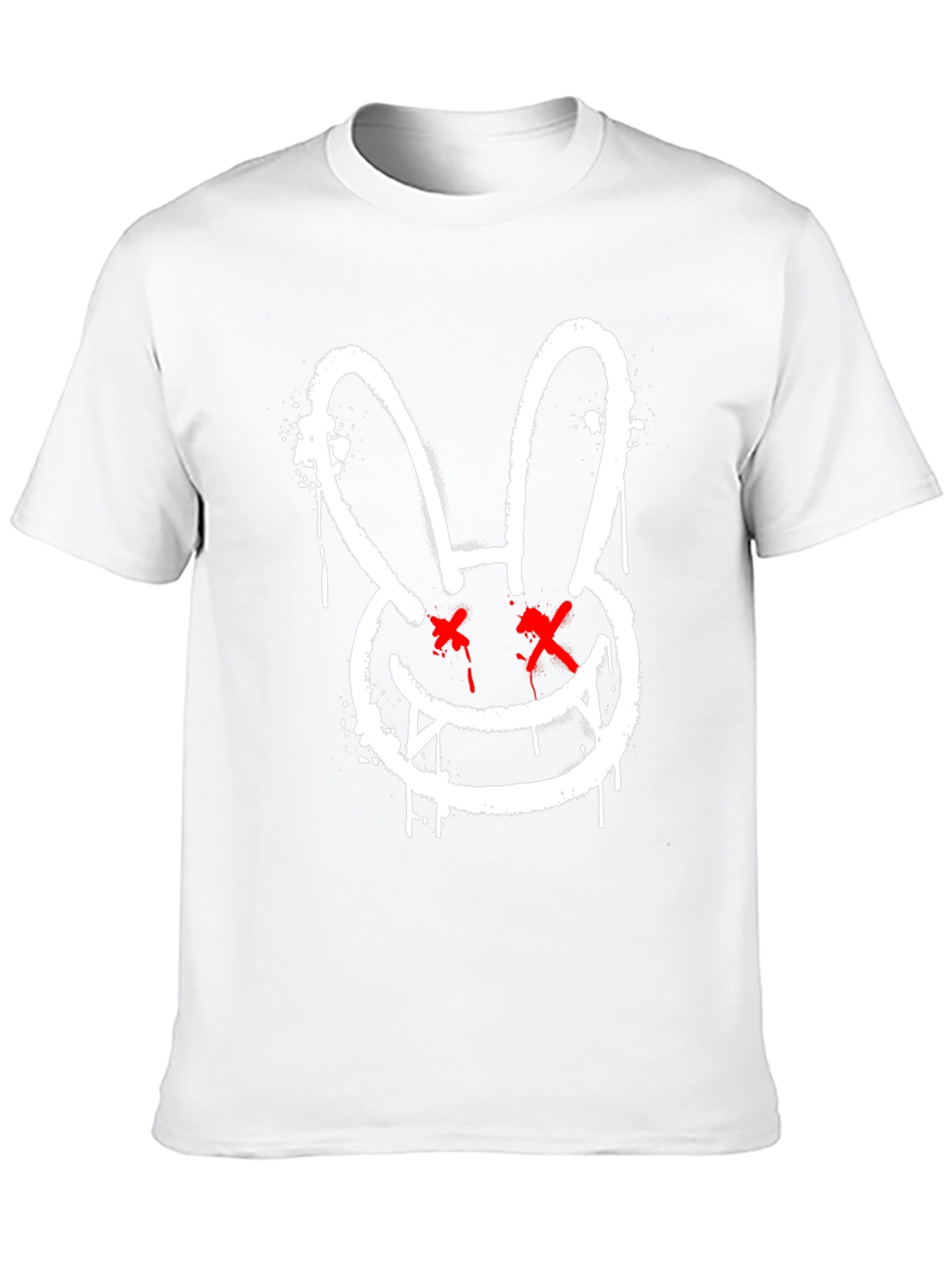 Edgy Rabbit Graphic Tee - Black Cotton Casual Shirt