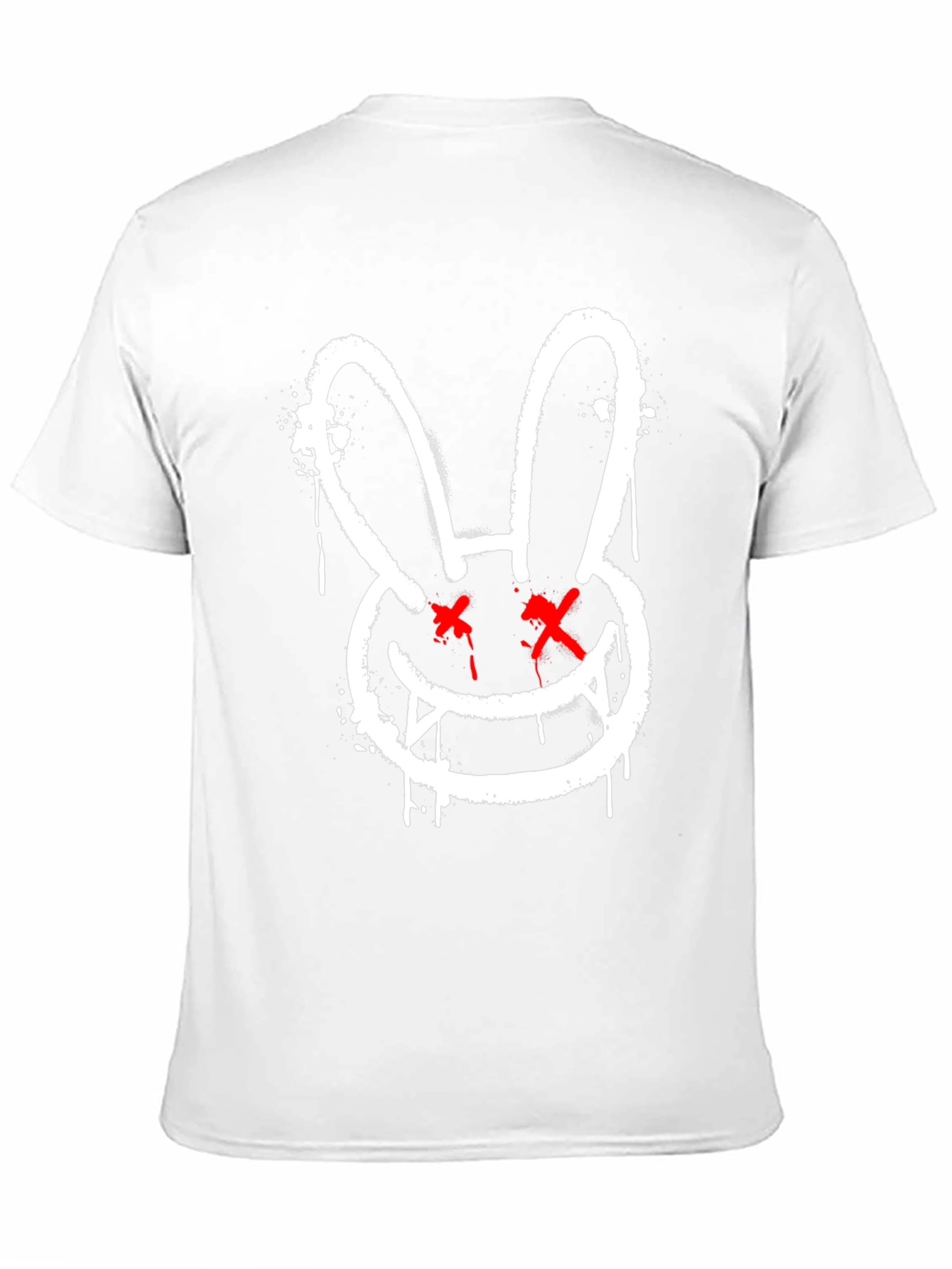 Edgy Rabbit Graphic Tee - Black Cotton Casual Shirt