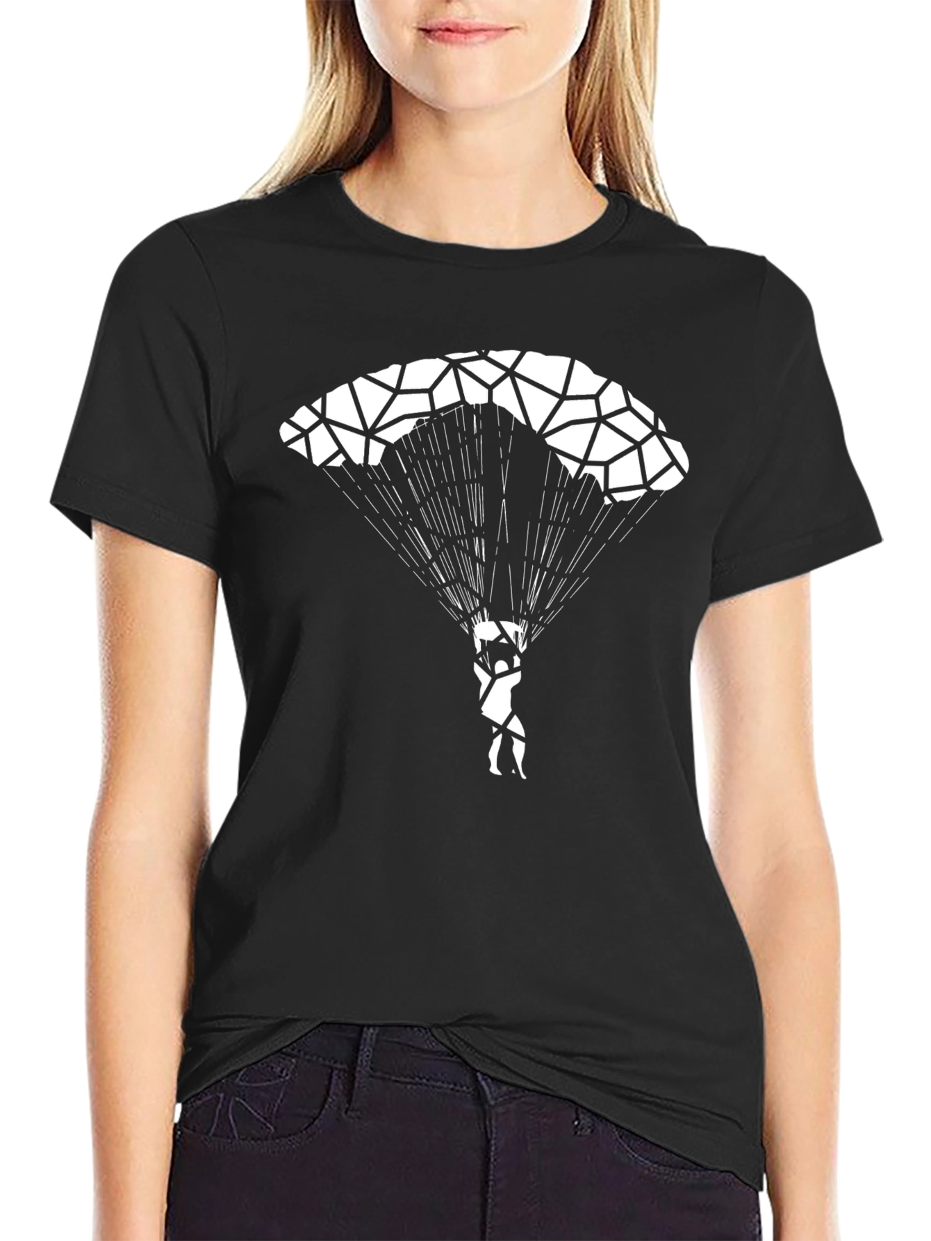 Parachute Graphic Tee - Black Cotton Shirt