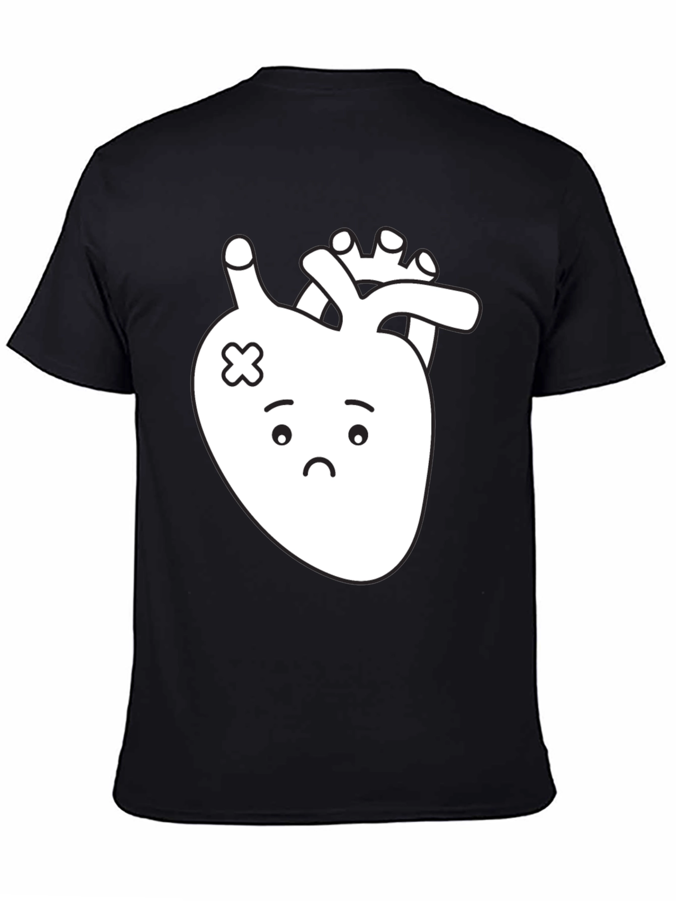 Sad Heart T-Shirt - Black Cotton Graphic Tee