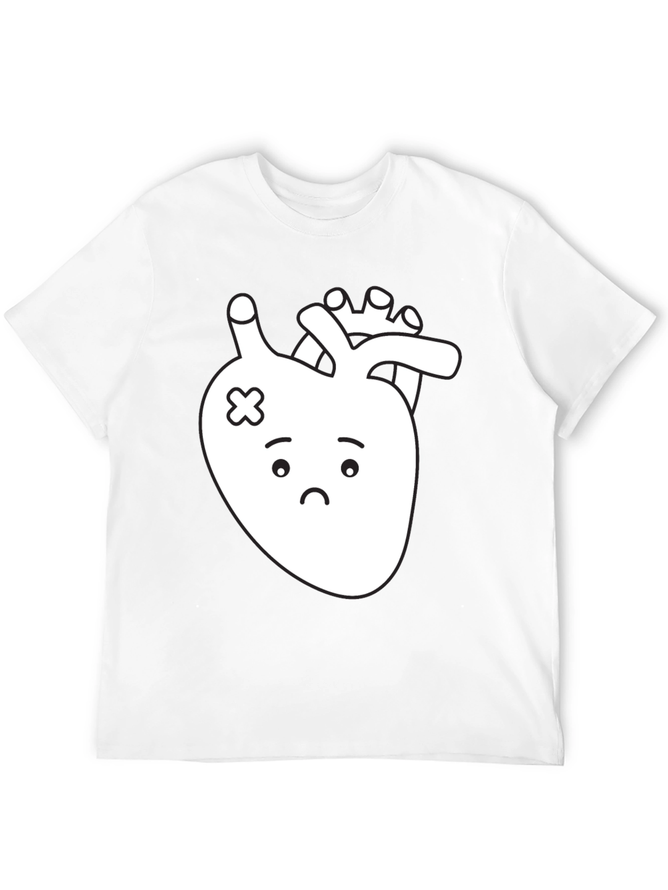 Sad Heart T-Shirt - Black Cotton Graphic Tee