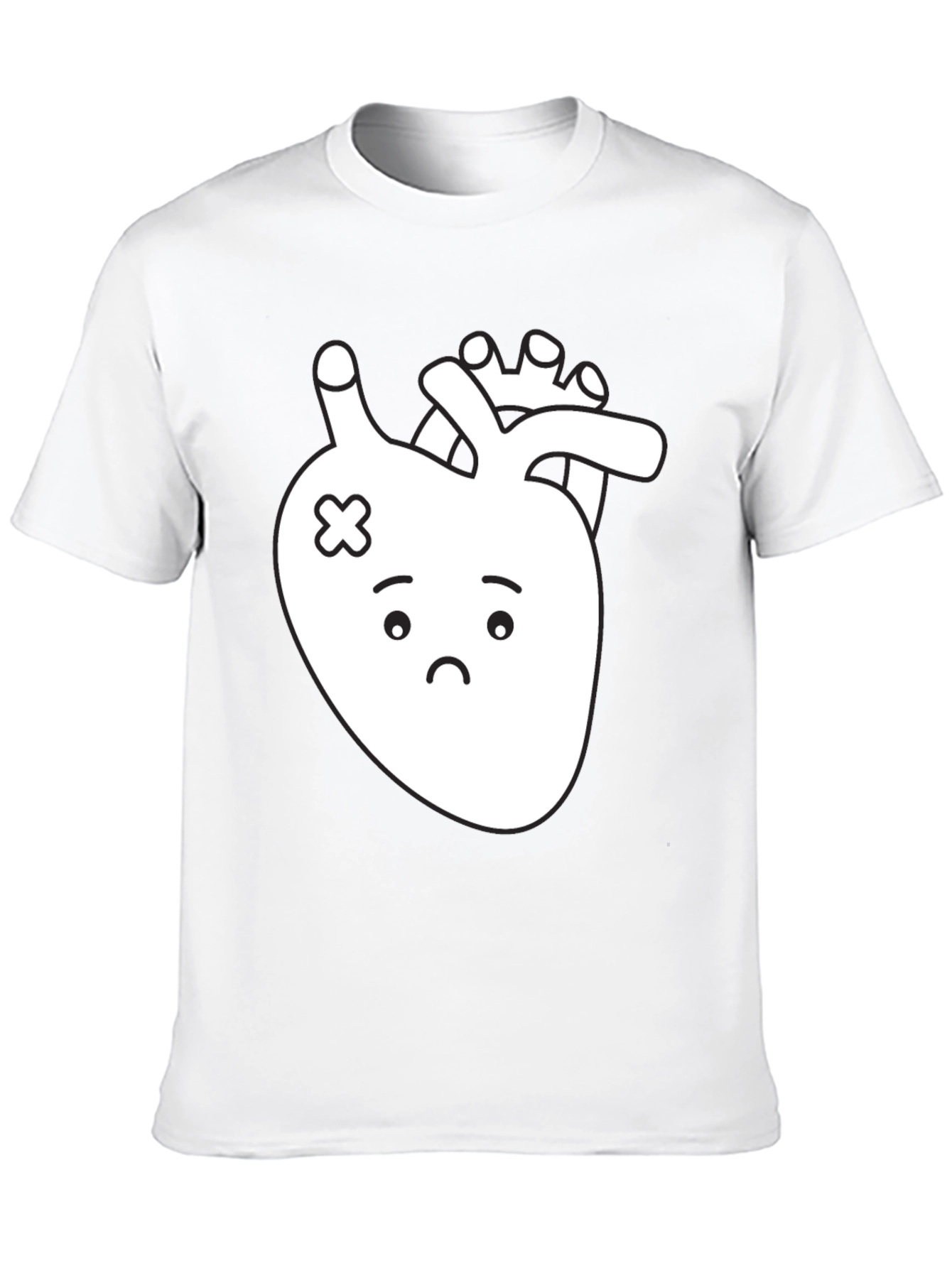 Sad Heart T-Shirt - Black Cotton Graphic Tee