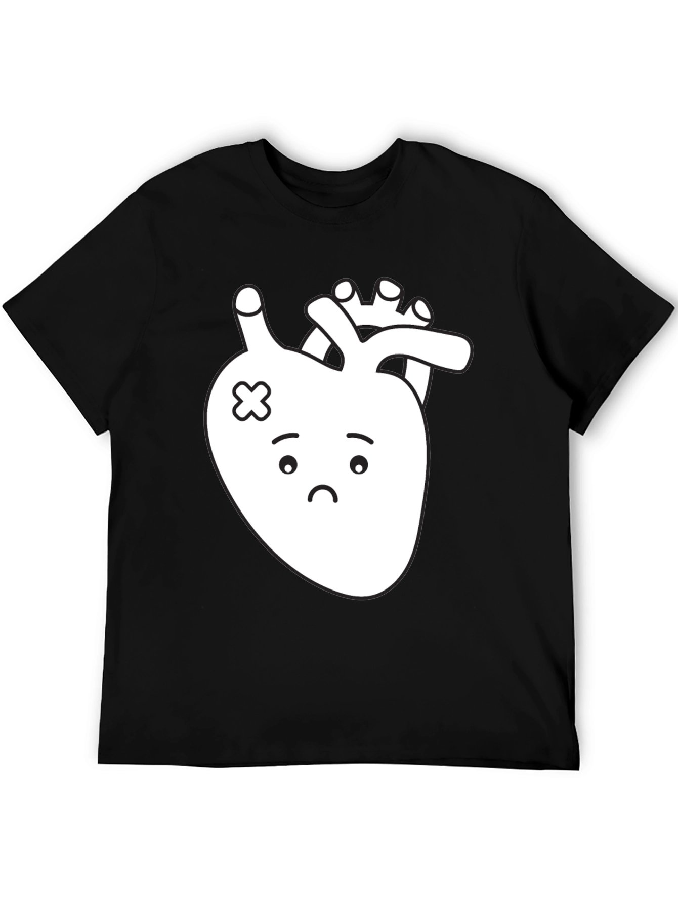 Sad Heart T-Shirt - Black Cotton Graphic Tee