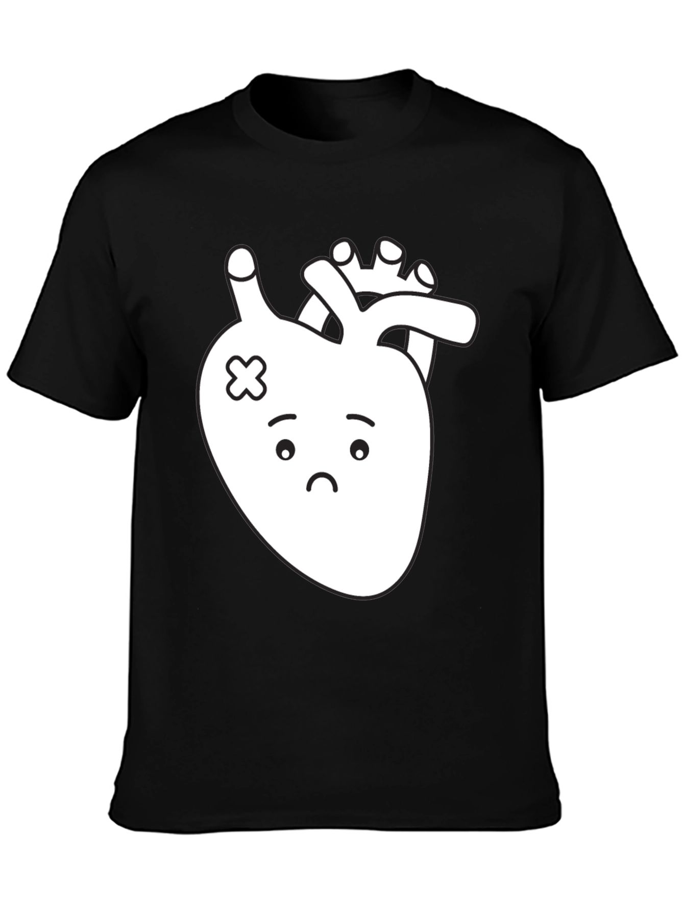 Sad Heart T-Shirt - Black Cotton Graphic Tee
