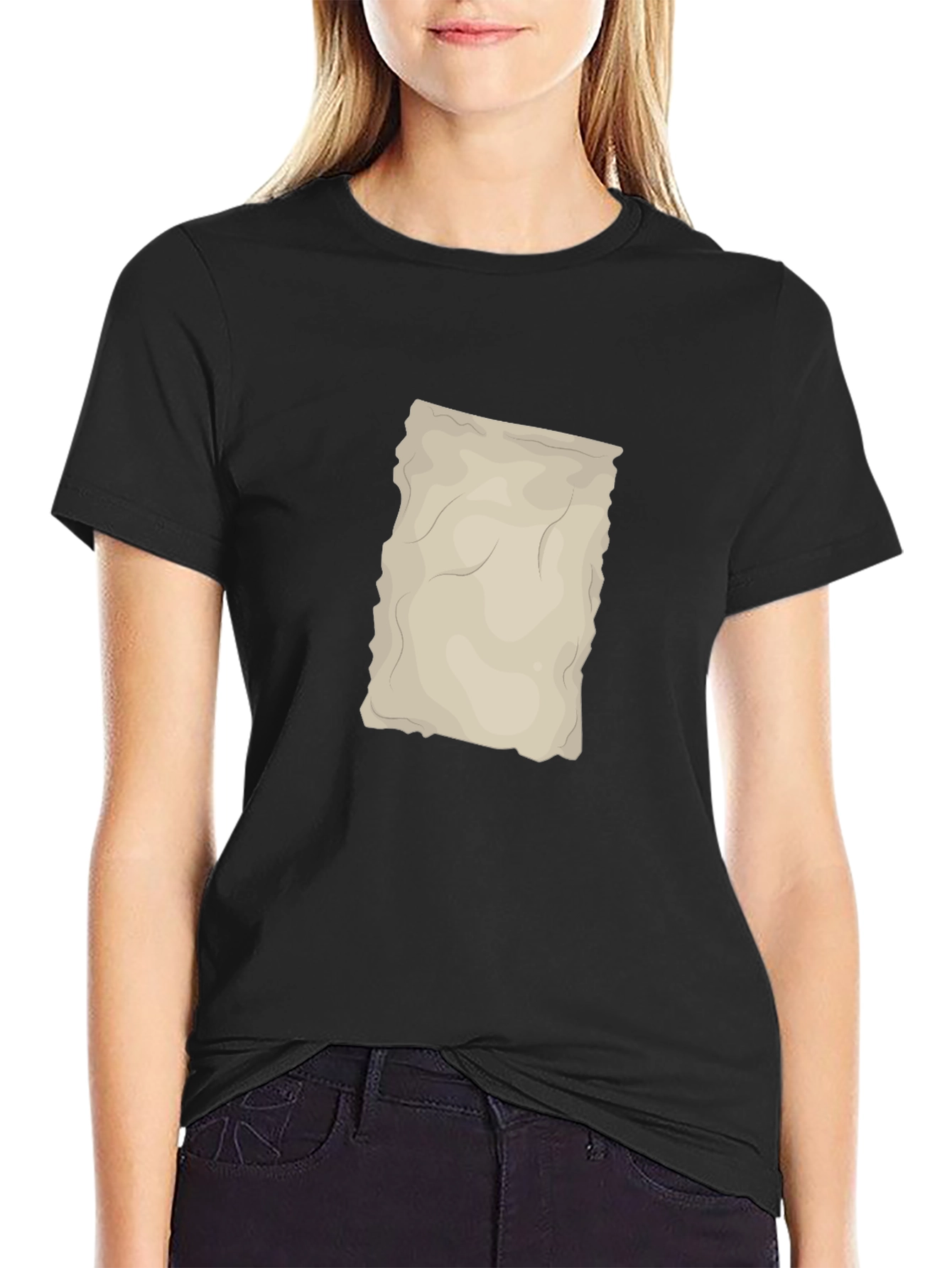 Black T-Shirt with Antique Paper Graphic