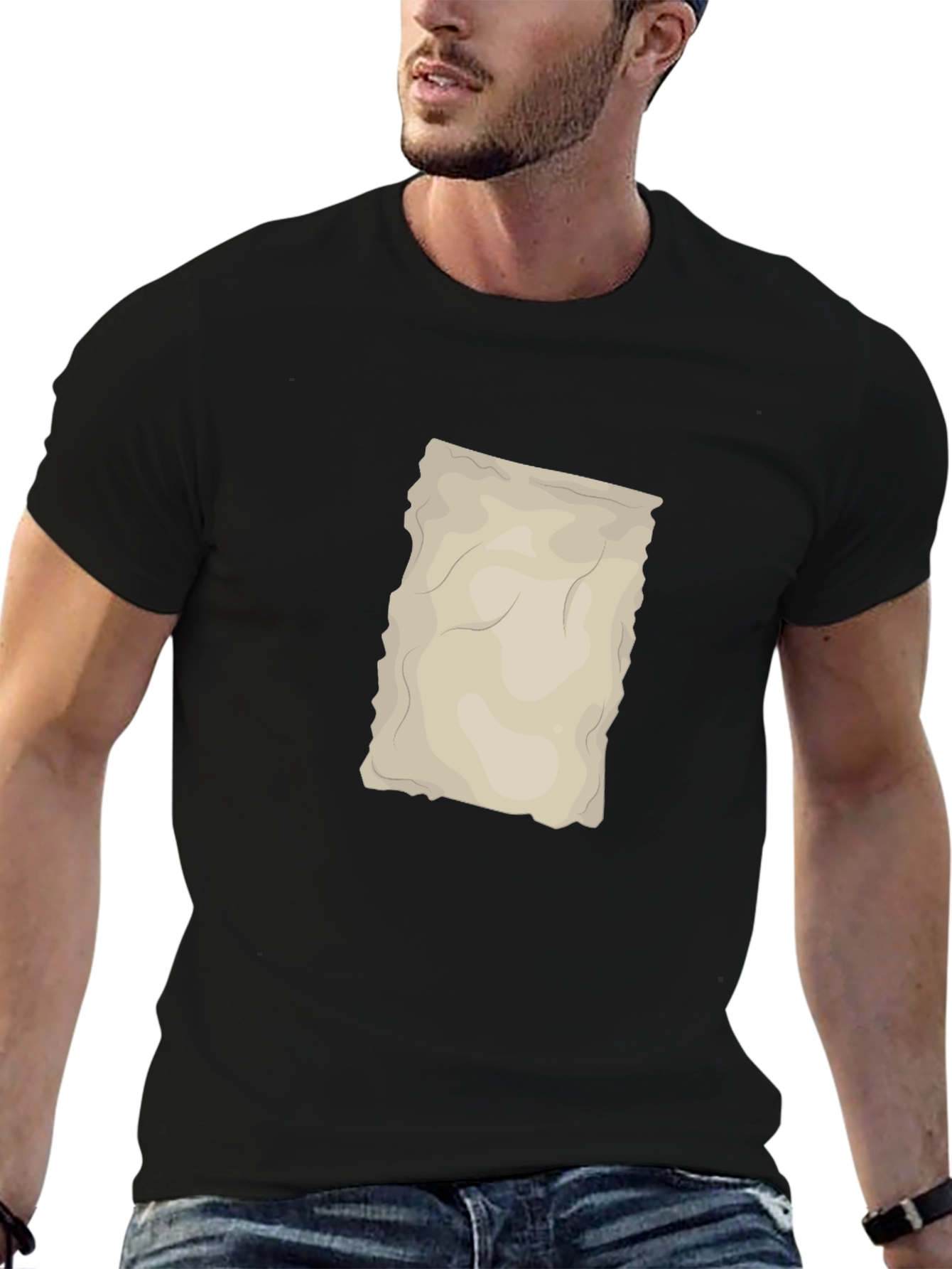 Black T-Shirt with Antique Paper Graphic