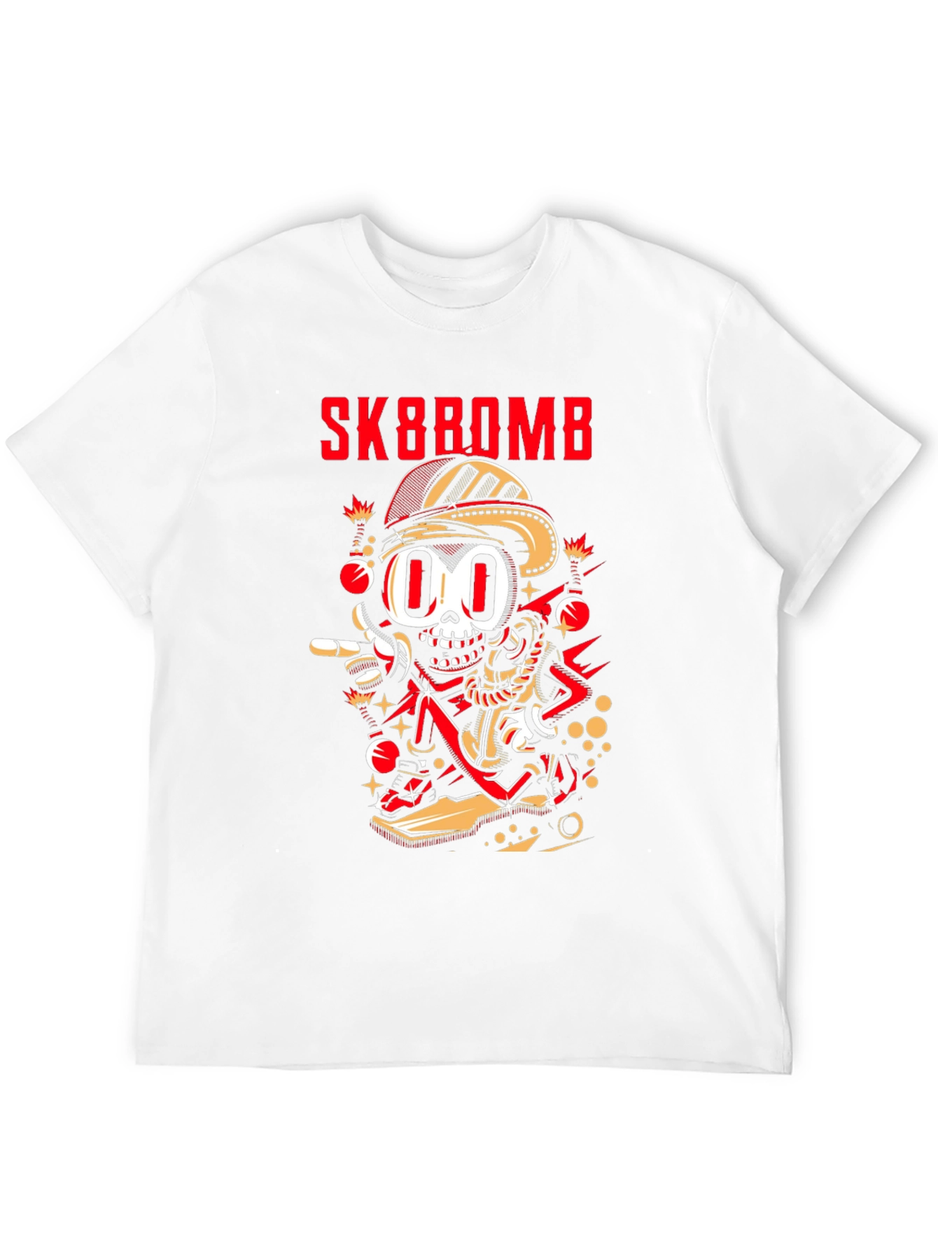 Sk8bomb Cartoon Skeleton Graphic Tee - Black