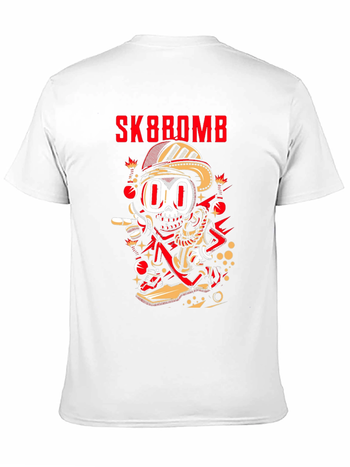 Sk8bomb Cartoon Skeleton Graphic Tee - Black