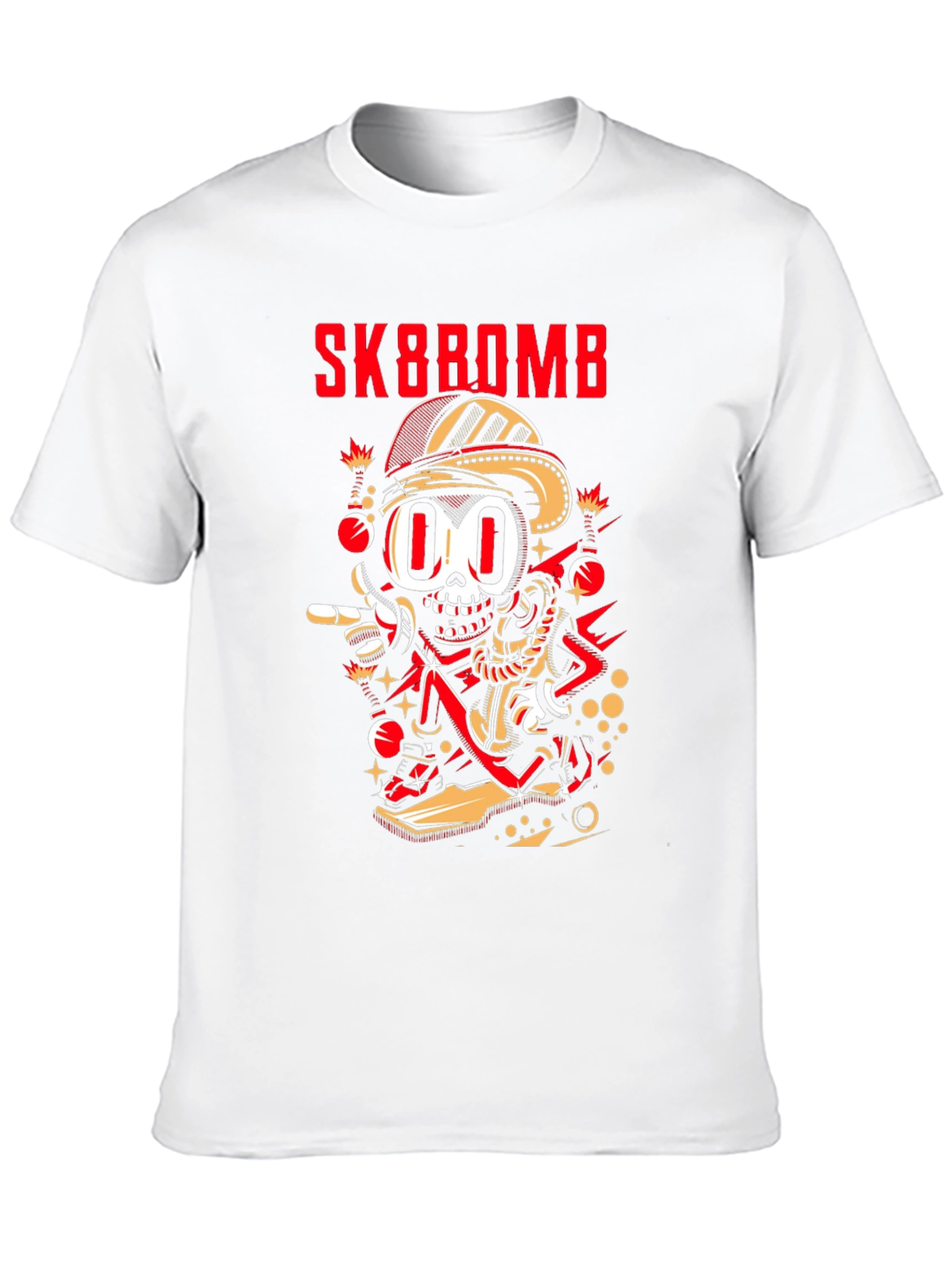 Sk8bomb Cartoon Skeleton Graphic Tee - Black