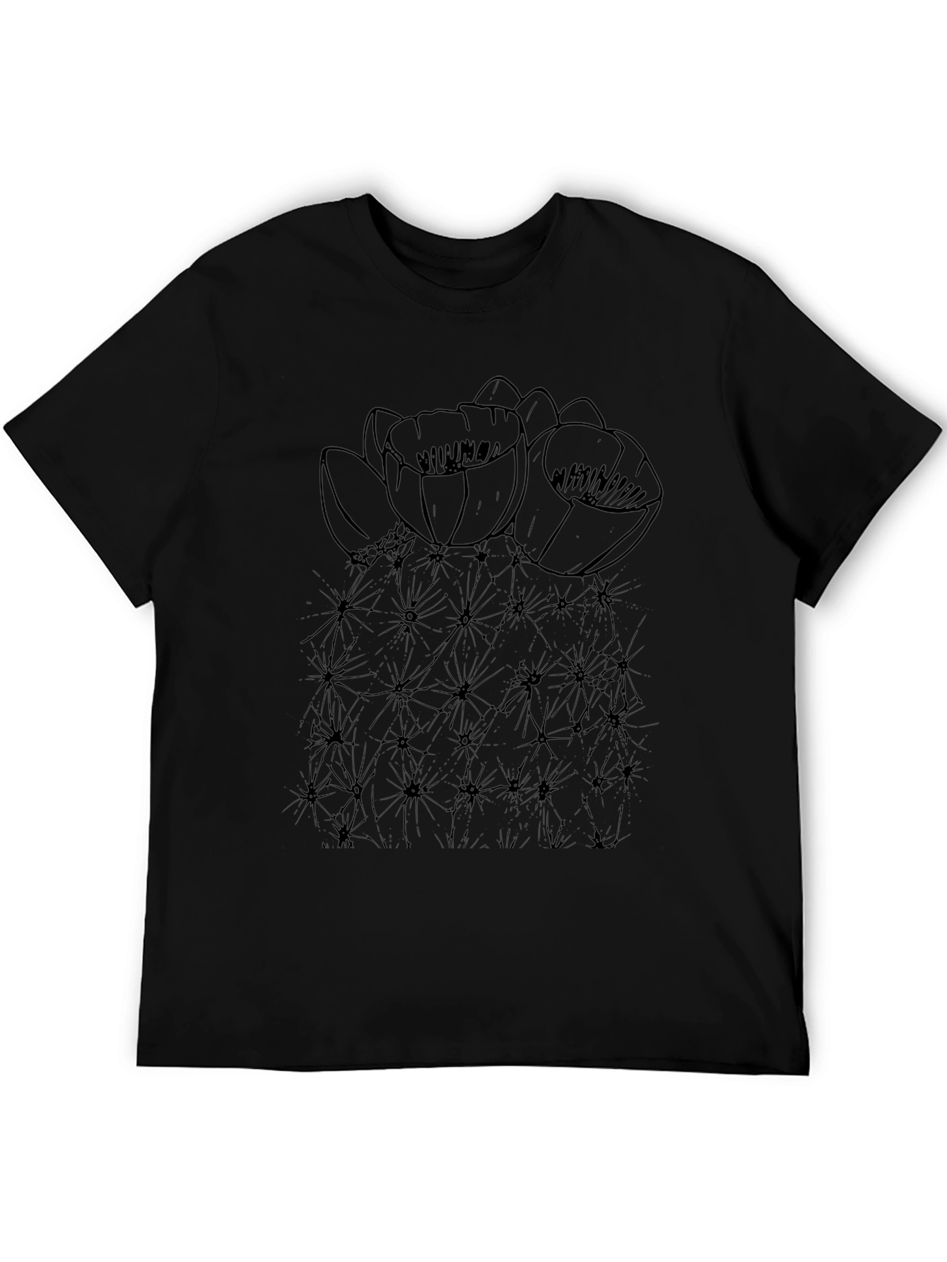 Cactus Flower Graphic T-Shirt - Black