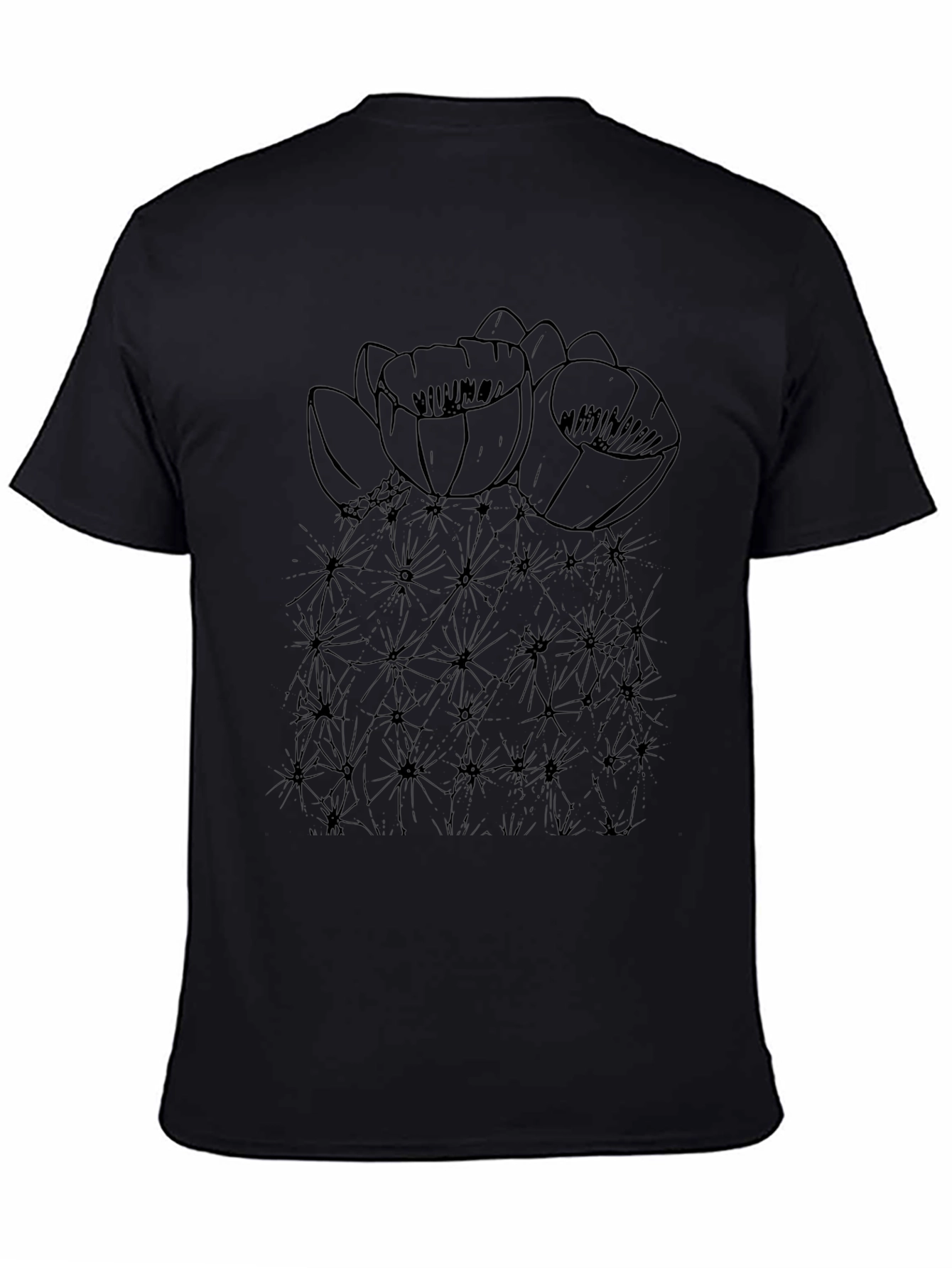 Cactus Flower Graphic T-Shirt - Black