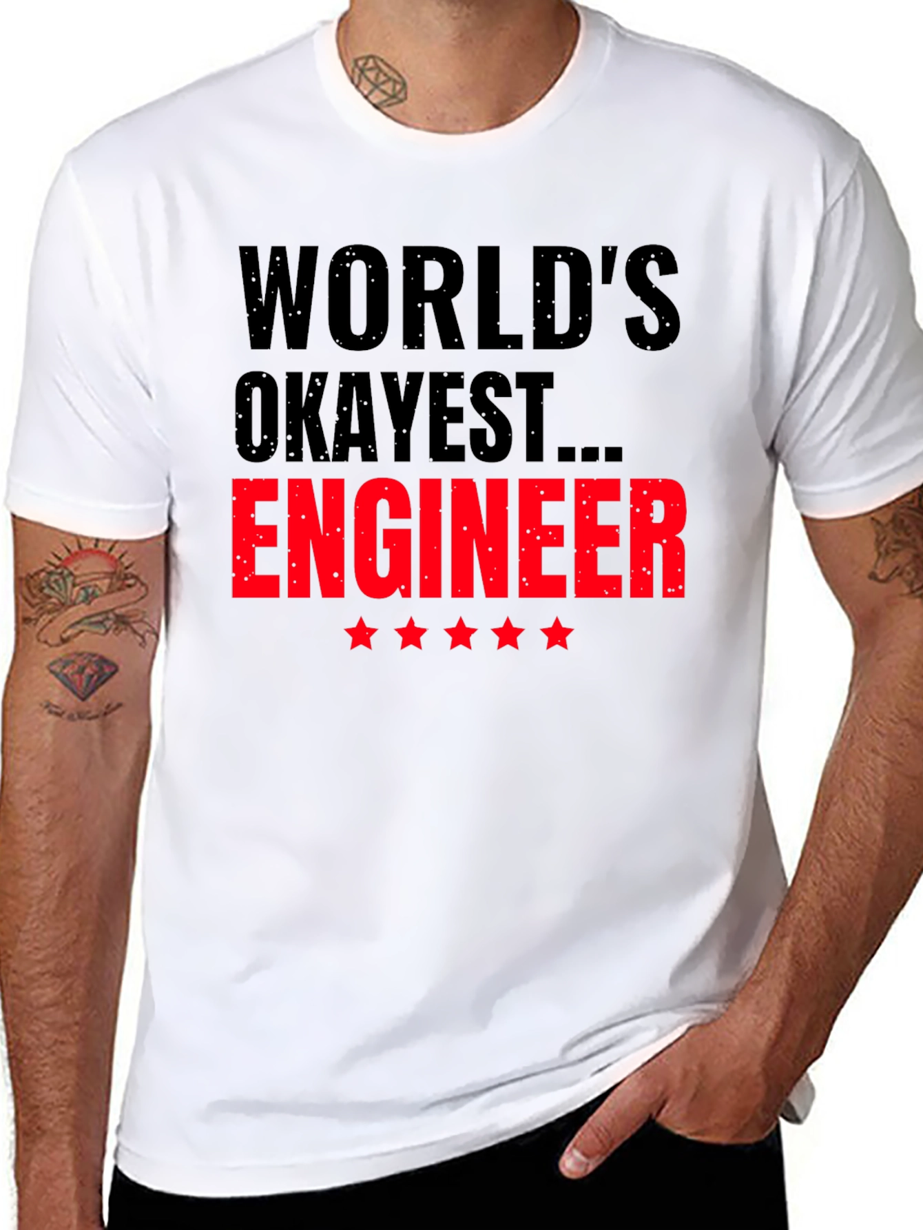 Worlds Okayest Engineer Black T-Shirt