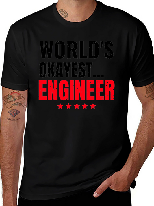 Worlds Okayest Engineer Black T-Shirt