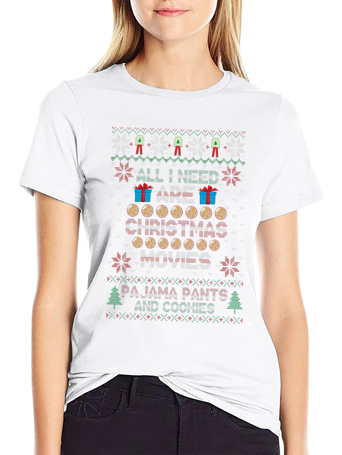 Christmas Movies & Cookies Ugly Christmas Sweater T-Shirt