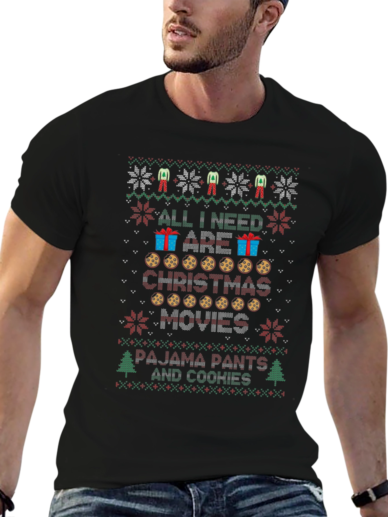 Christmas Movies & Cookies Ugly Christmas Sweater T-Shirt