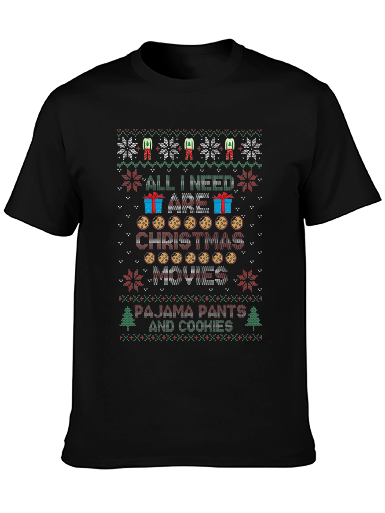 Christmas Movies & Cookies Ugly Christmas Sweater T-Shirt