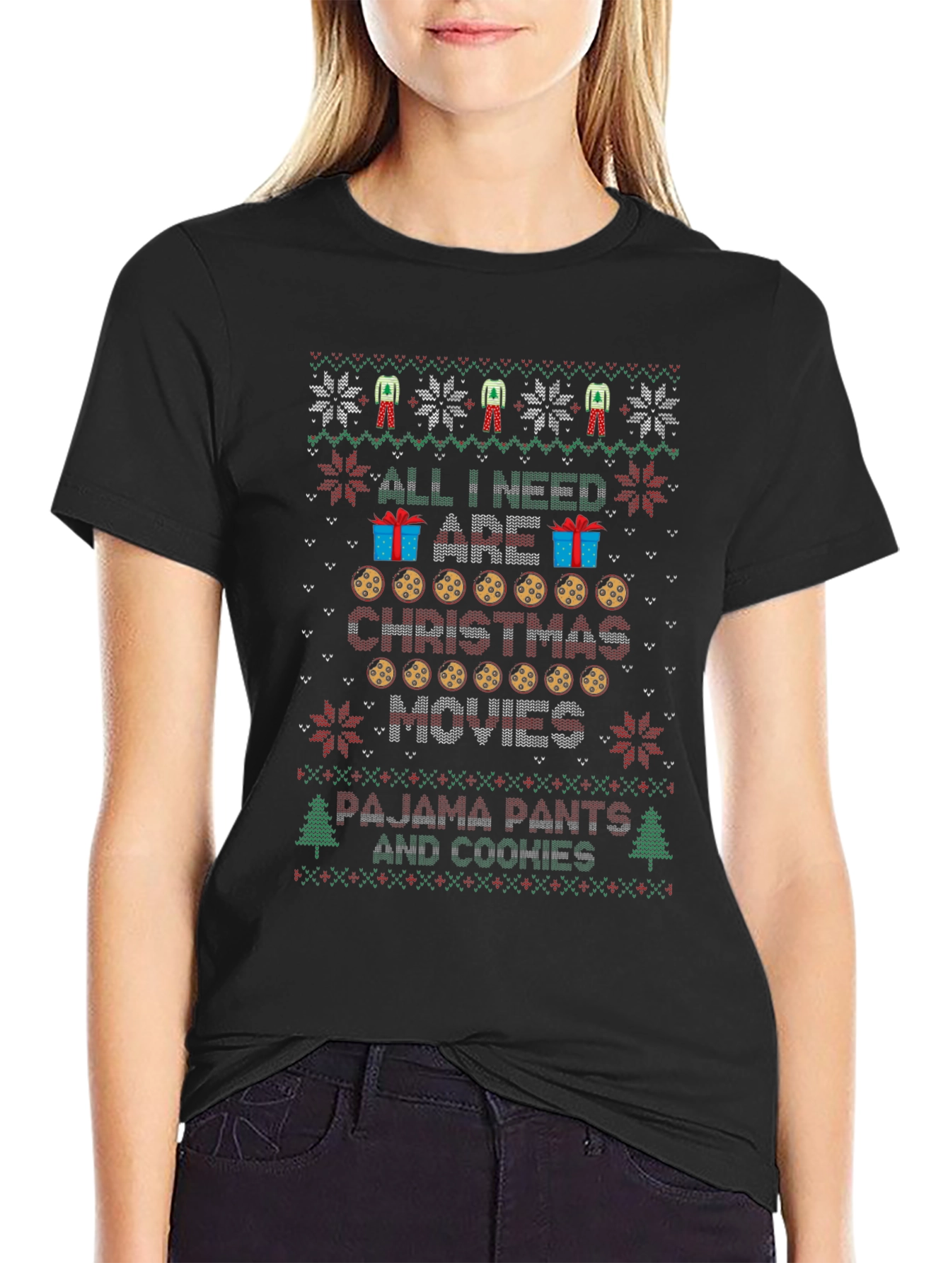 Christmas Movies & Cookies Ugly Christmas Sweater T-Shirt