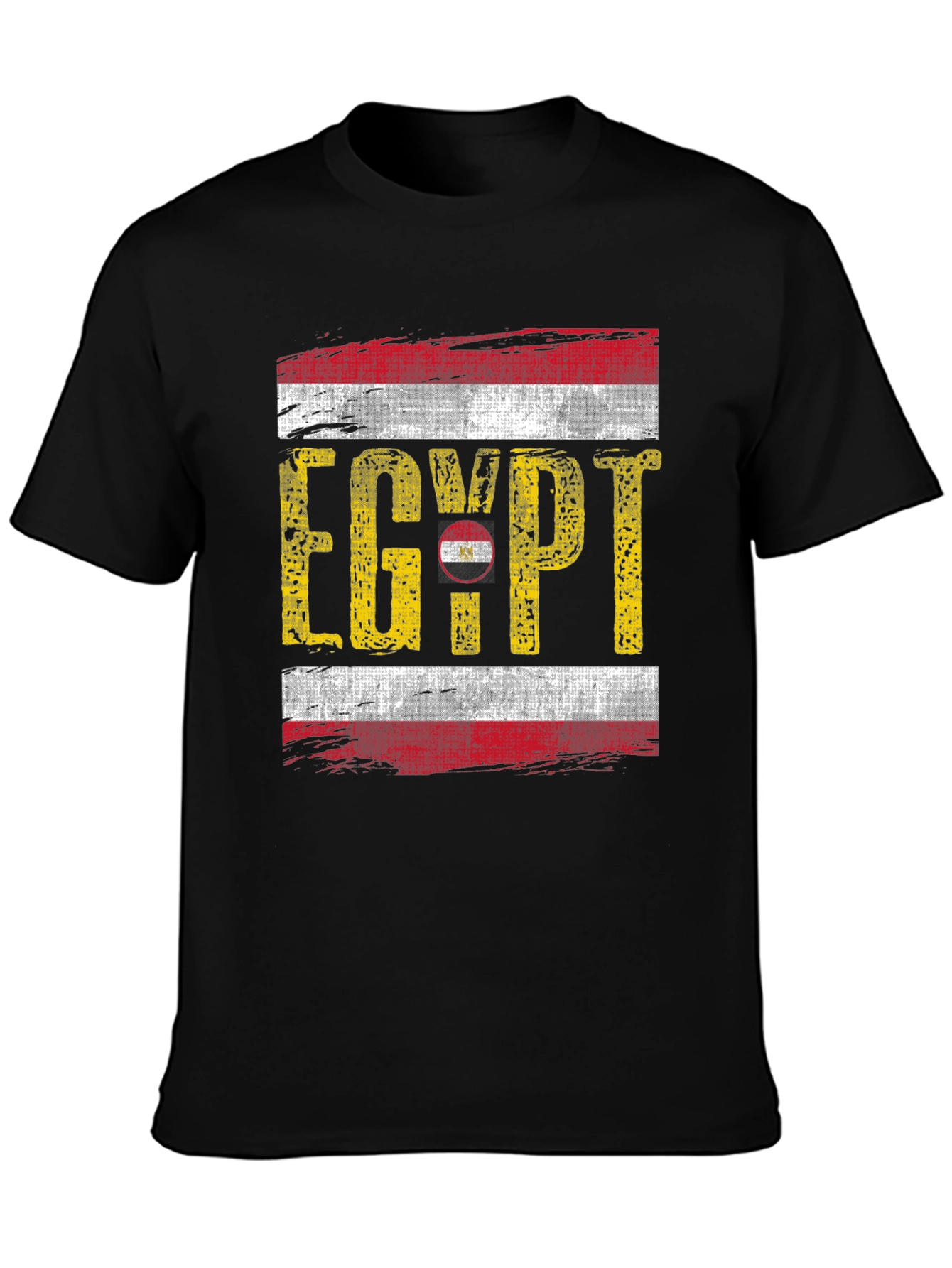 Egypt Flag Graphic Tee - Black Cotton T-Shirt