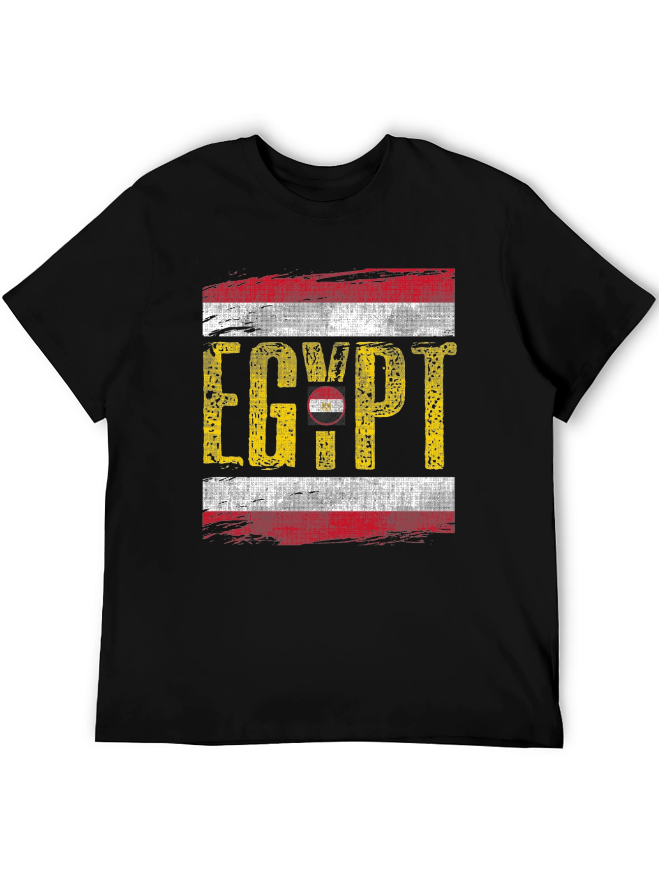 Egypt Flag Graphic Tee - Black Cotton T-Shirt