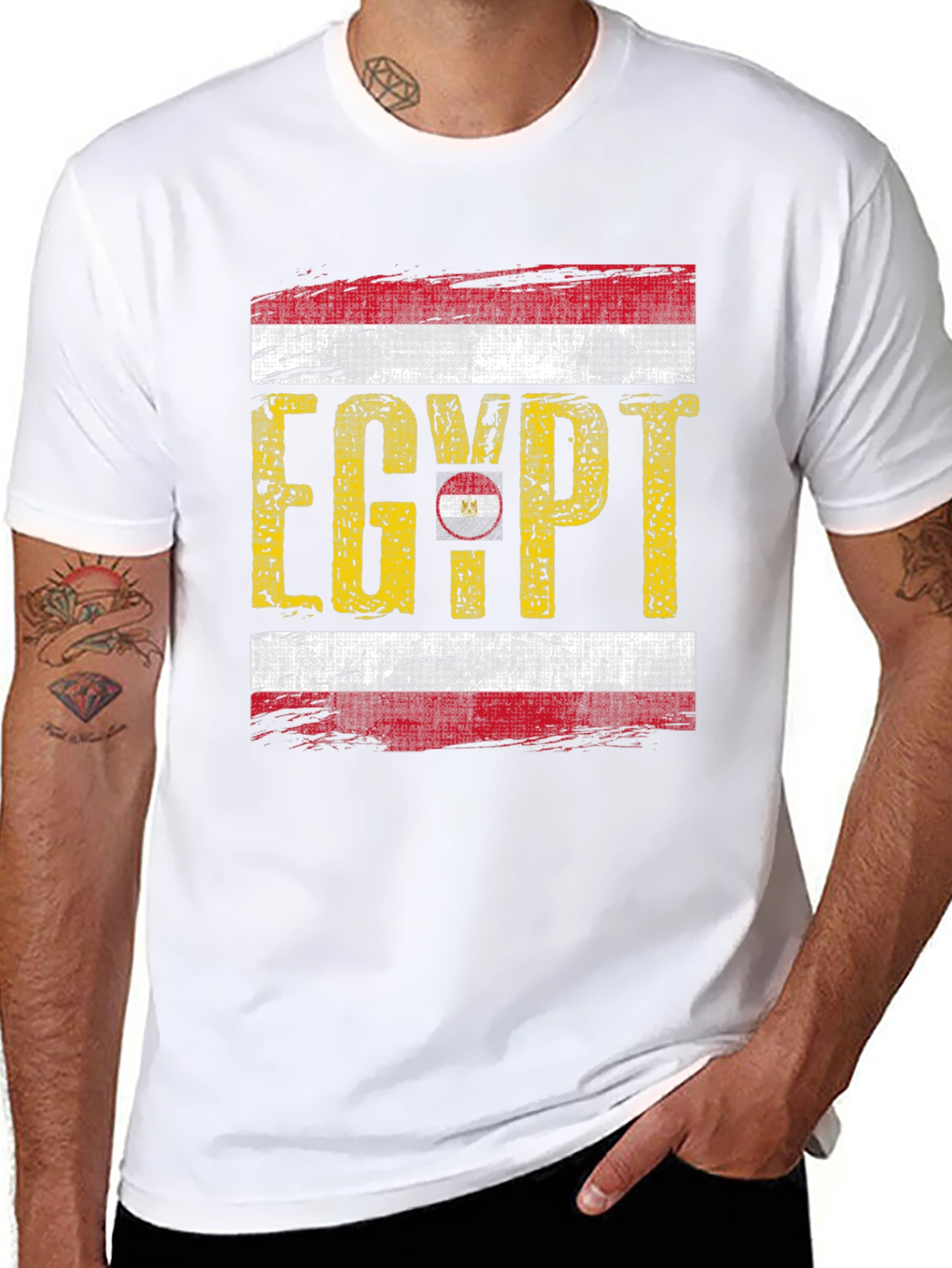 Egypt Flag Graphic Tee - Black Cotton T-Shirt