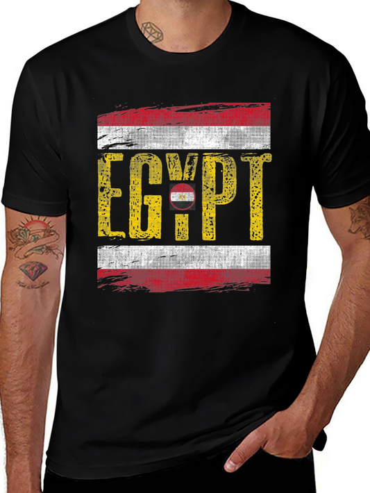 Egypt Flag Graphic Tee - Black Cotton T-Shirt