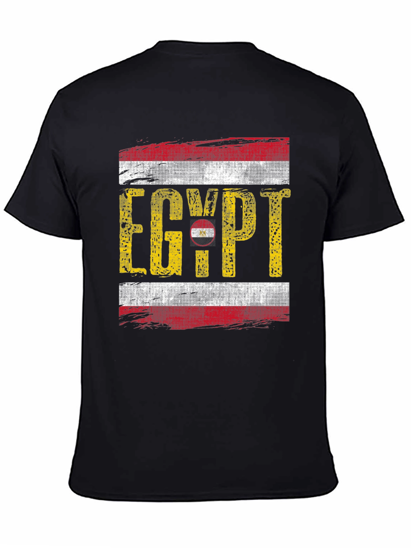 Egypt Flag Graphic Tee - Black Cotton T-Shirt
