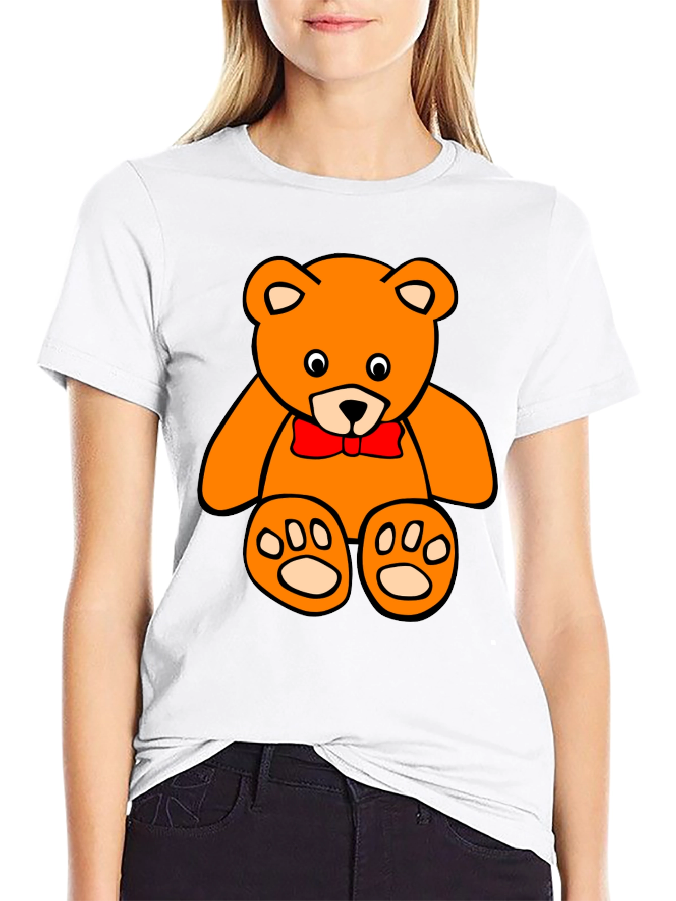 Teddy Bear Graphic Tee - Black Cotton T-Shirt