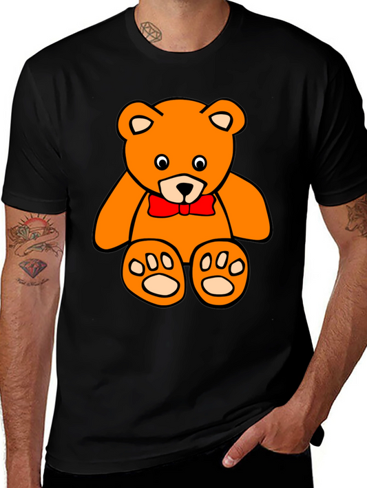 Teddy Bear Graphic Tee - Black Cotton T-Shirt